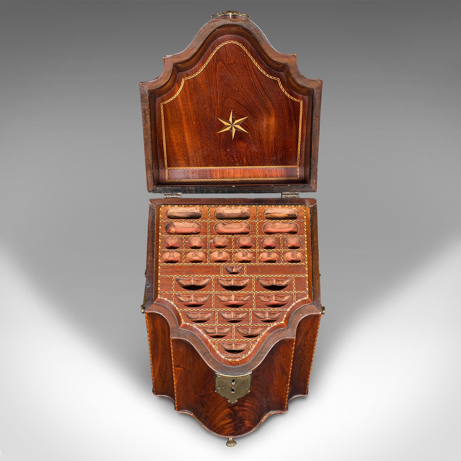 Wood Antique Knife Box, English, Cutlery Canteen, Oak Lined, Kitchen, Georgian, 1770