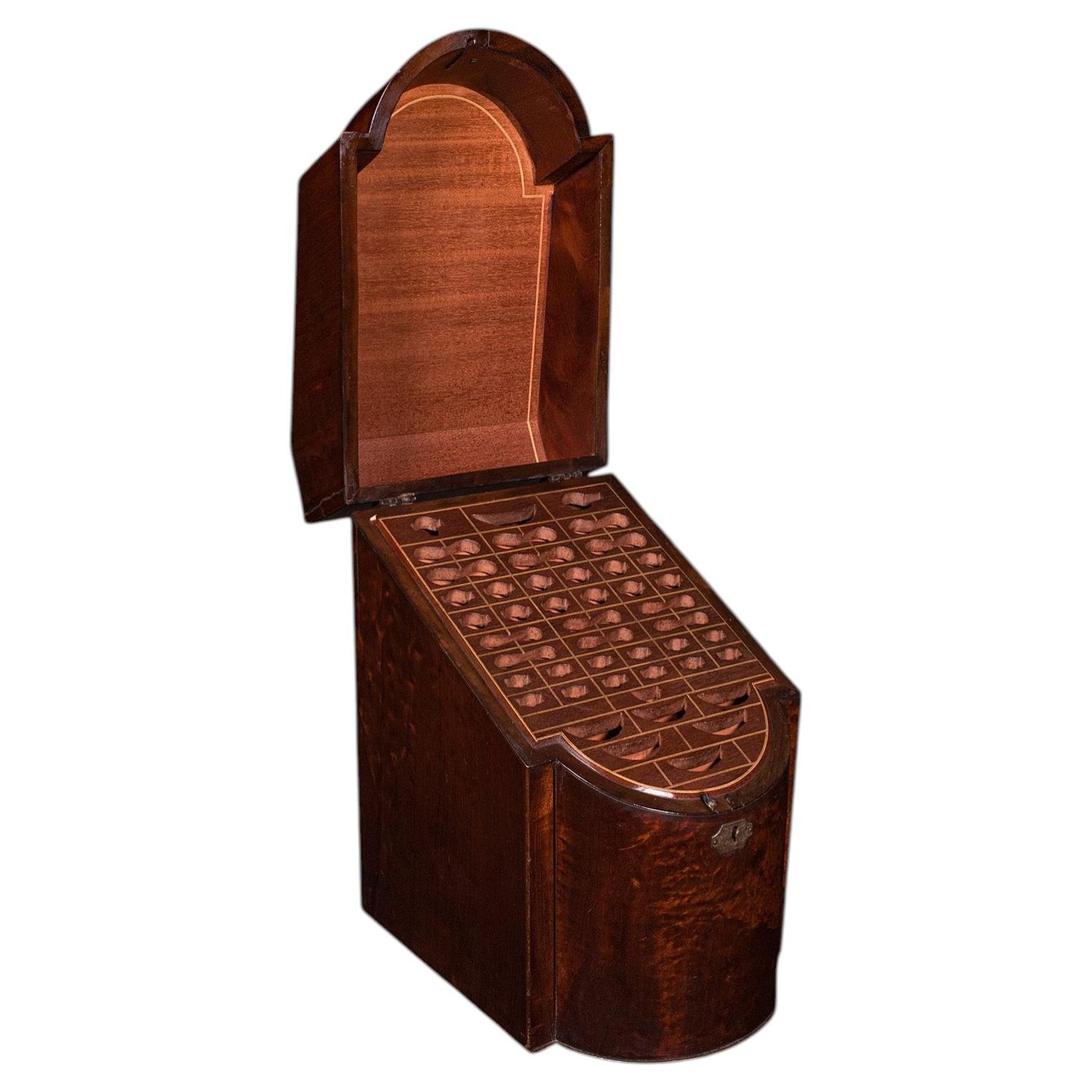 Antique Knife Box, English, Kitchen Organiser, 46 Item Cutlery Storage, Georgian For Sale