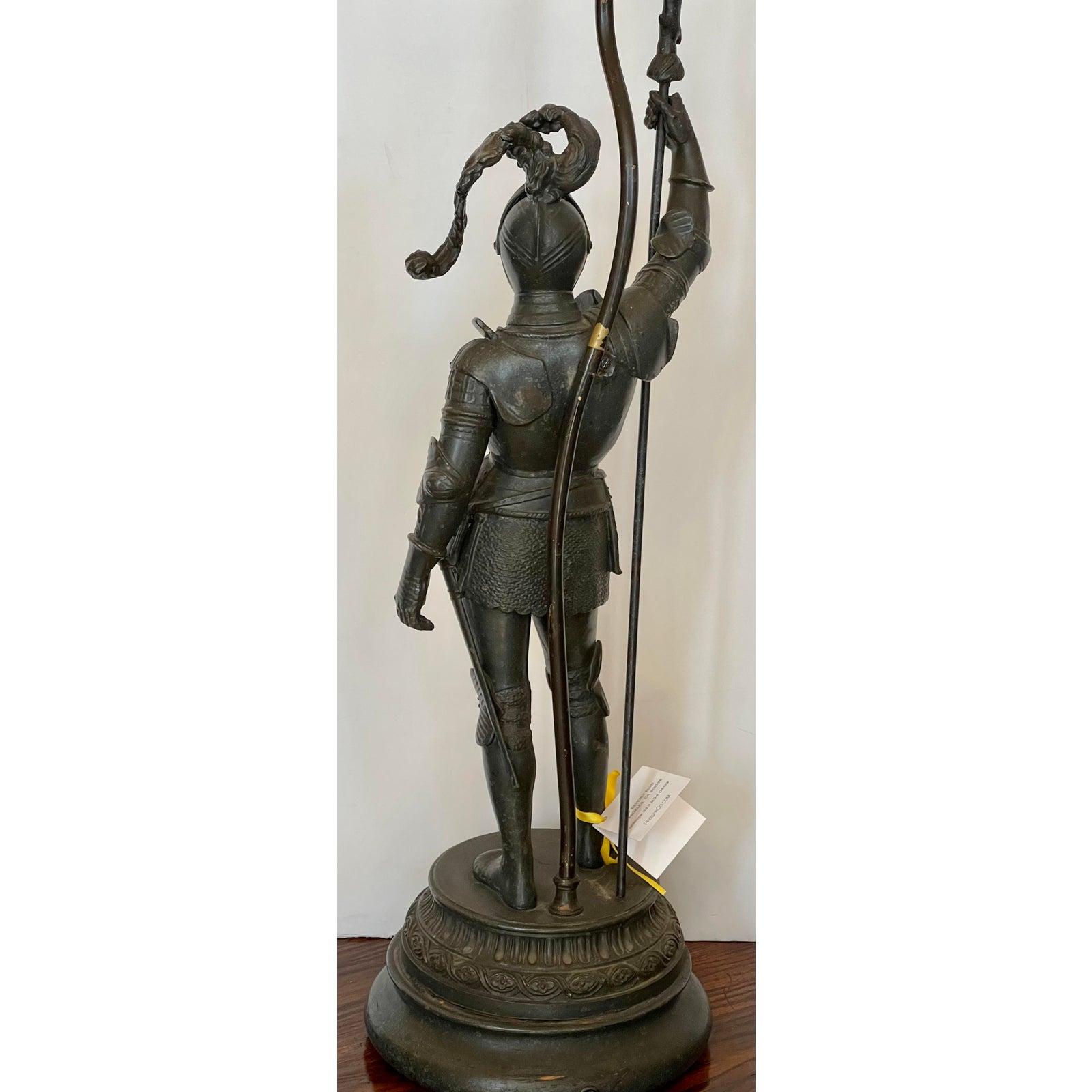 Renaissance Revival Antique Knight in Armor Figural Table Lamp, Early 20th Century