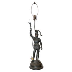 Antike figurale Tischlampe „Ritter in Rüstung“, frühes 20. Jahrhundert