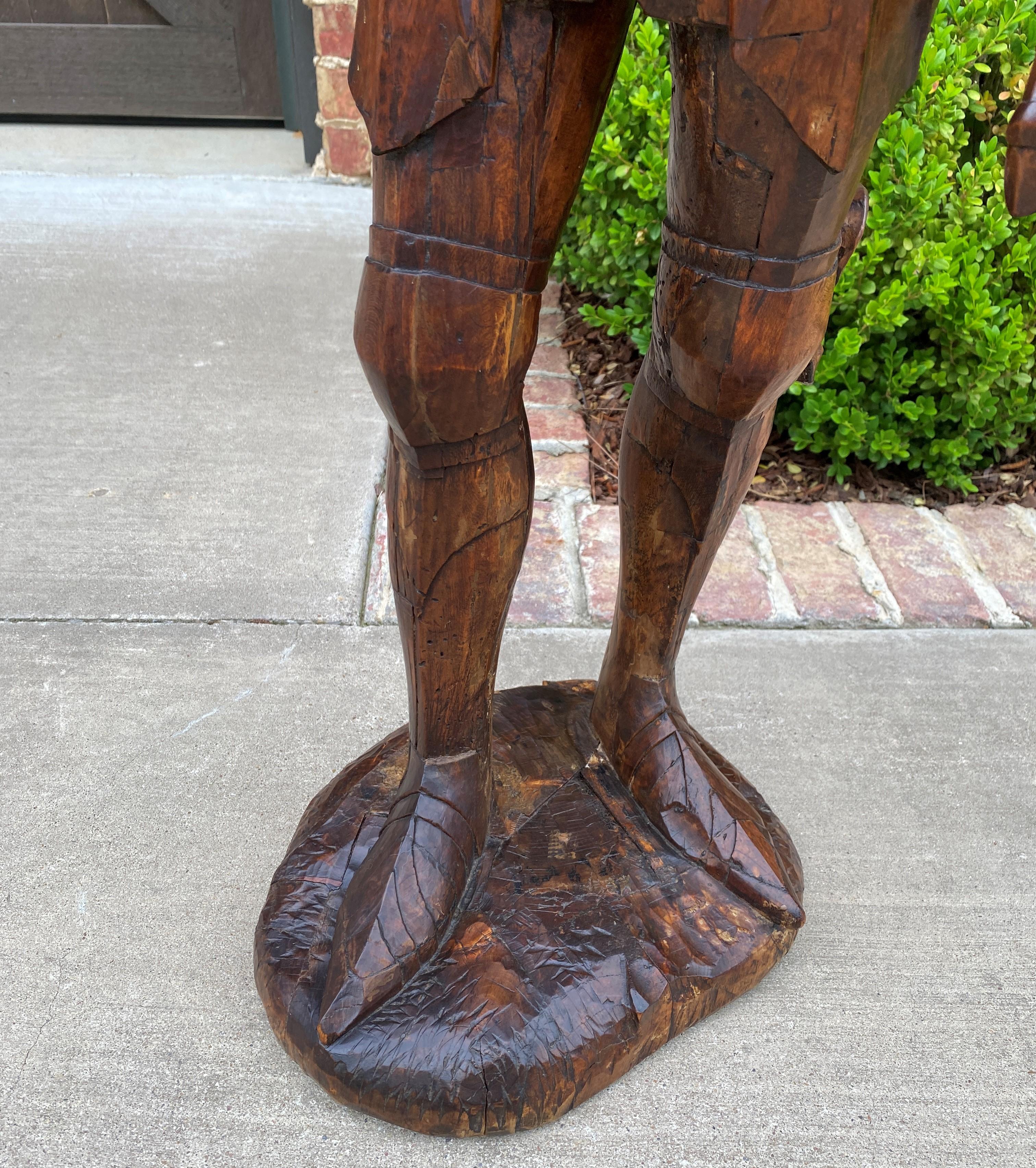 Antique Knight Saint Carved Statue Figure St. George Soldier Medieval Armor Oak For Sale 2