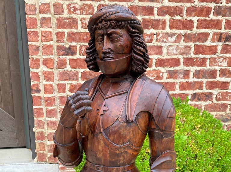 Antique Knight Saint Carved Statue Figure St. George Soldier Medieval ...