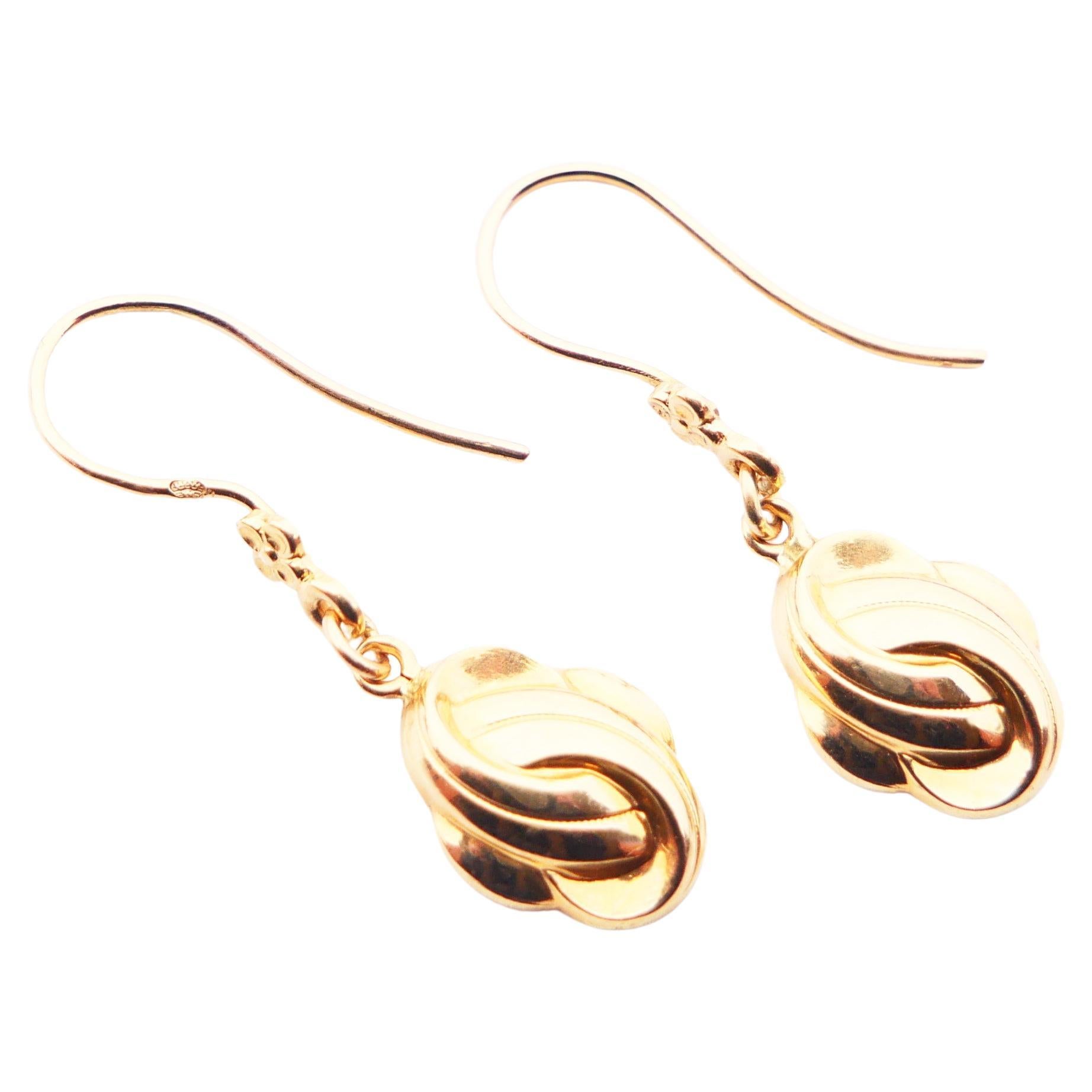 Antique Knots dangle earrings solid 18K Gold / 2gr For Sale