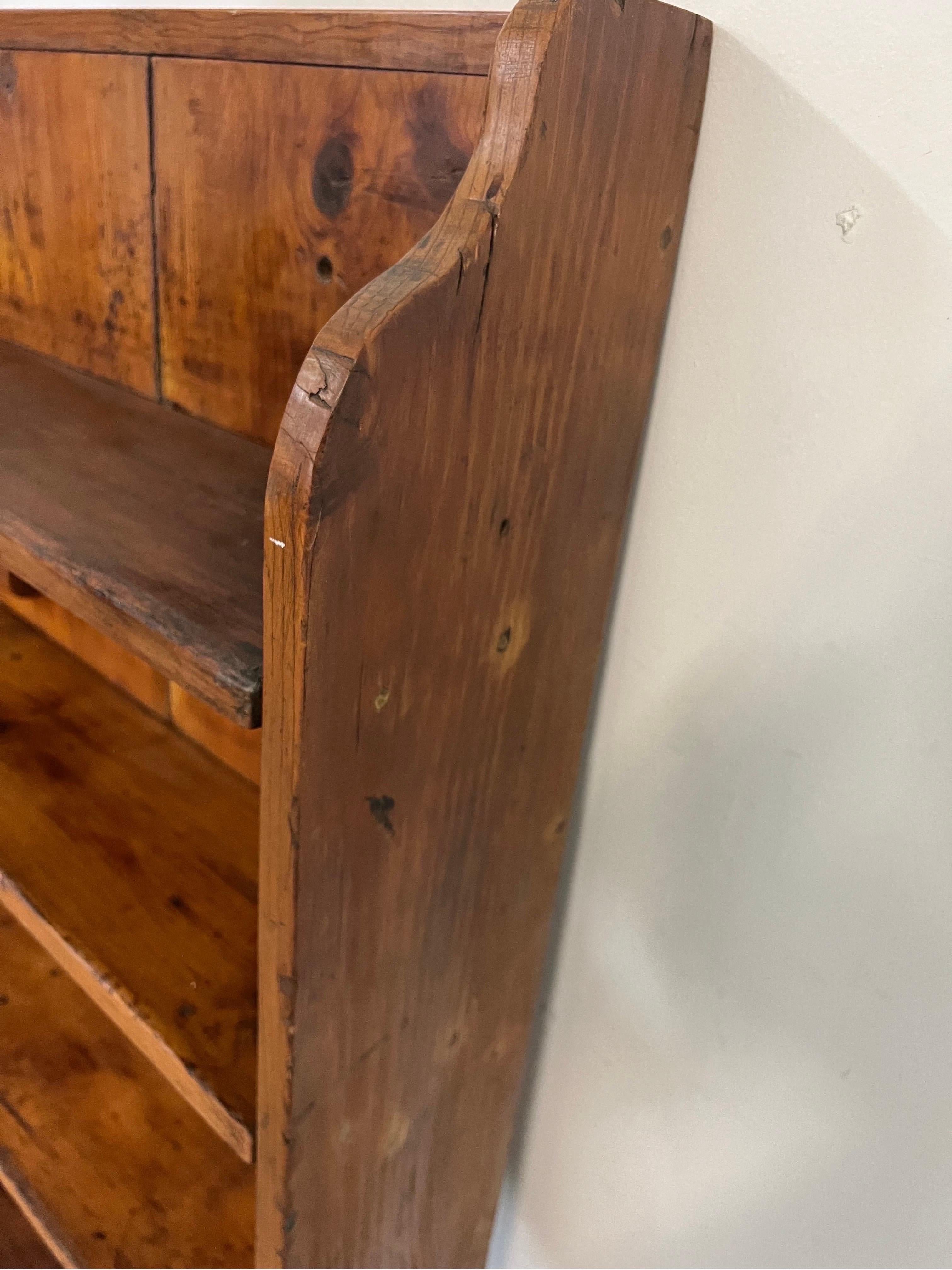 Antique Knotty Pine Country Farm Rustic Wall Shelf/Open Cupboard 3
