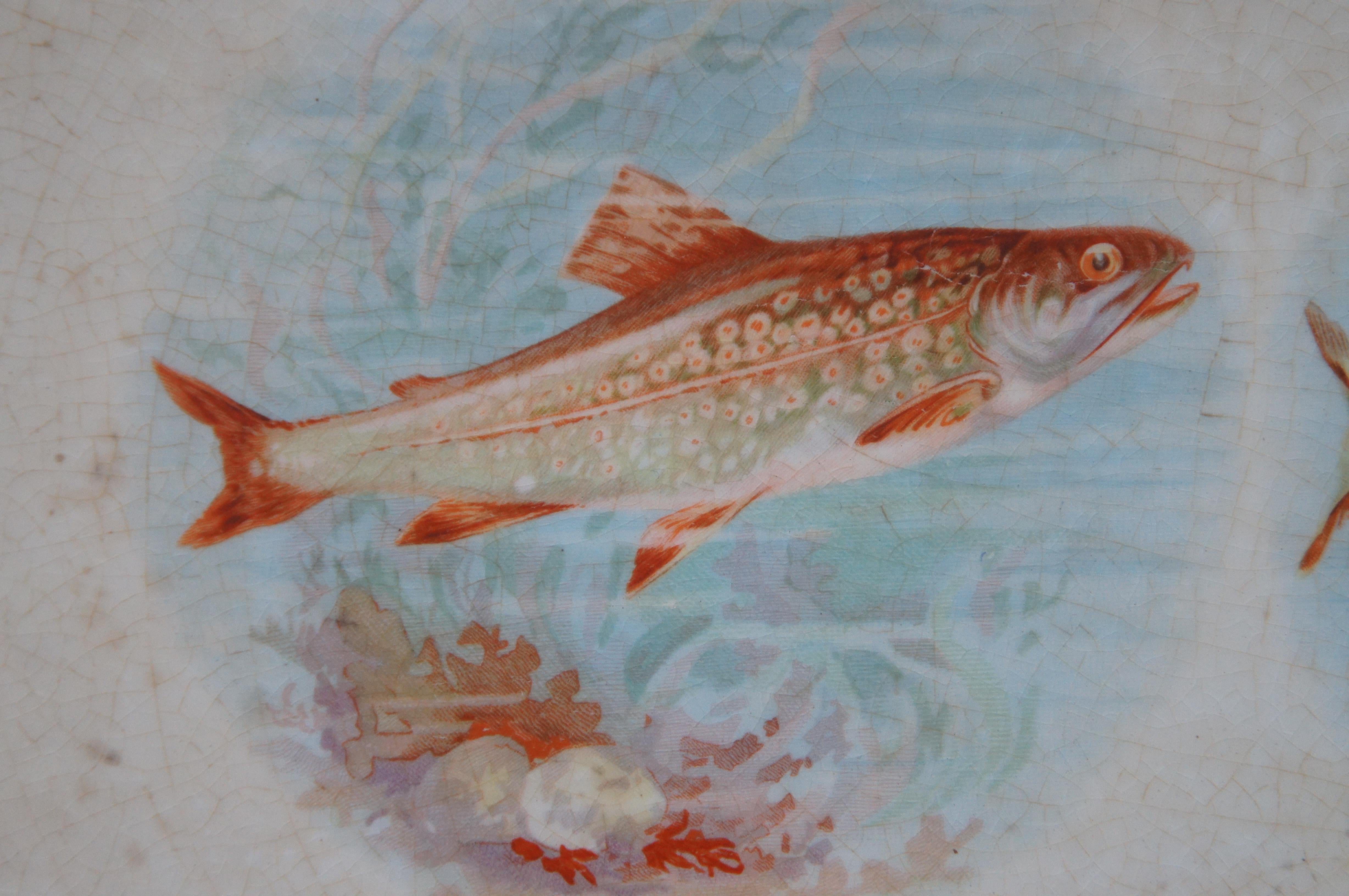 Antike Knowles Taylor & Knowles Fischhose Pike Servierplatte mit schillerndem 15