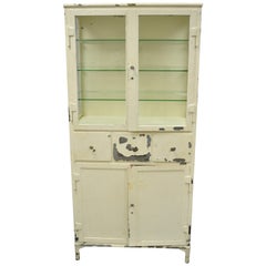 Used Kny Scheerer Steel Metal Glass Medical Dental Pharmacy Cabinet