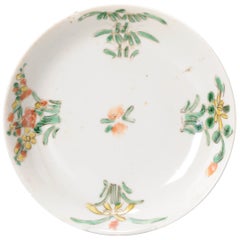 Antico piatto Ko Akae in porcellana cinese Wucai Tianqi Chongzhen Fiori, XVII sec.