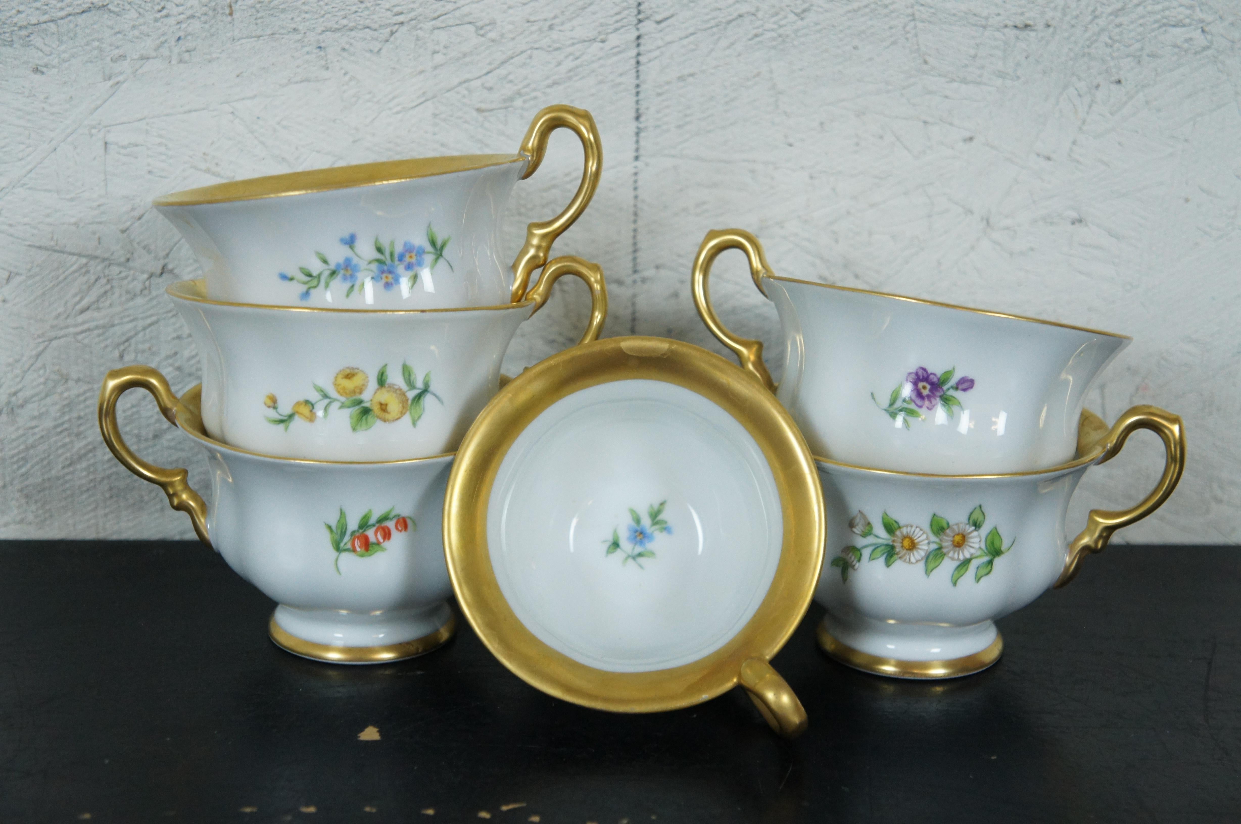 Antikes antikes Kobenhavns Porcellains Maleri Royal Bayreuth Tee- und Kaffeeservice mit Blumenmuster im Angebot 6
