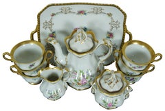 Antique Kobenhavns Porcellains Maleri Royal Bayreuth Floral Tea Coffee Service