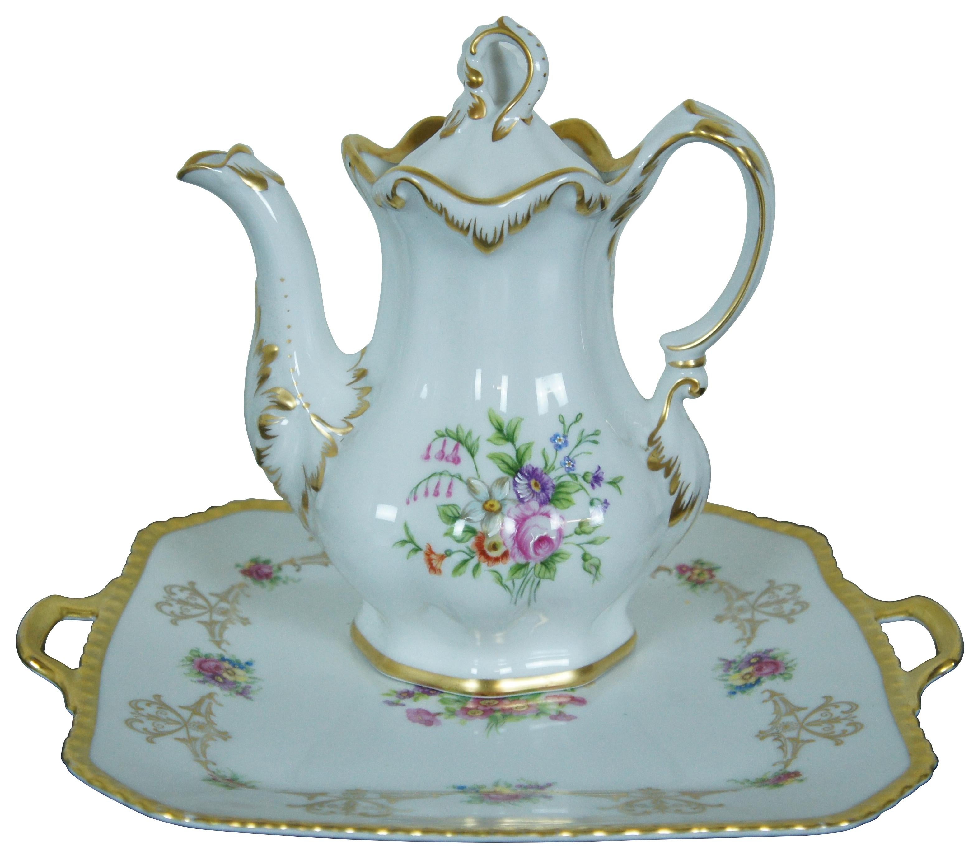 Service à thé ancien à fleurs Maleri Royal Bayreuth de Kobenhavns Porcellains Bon état - En vente à Dayton, OH