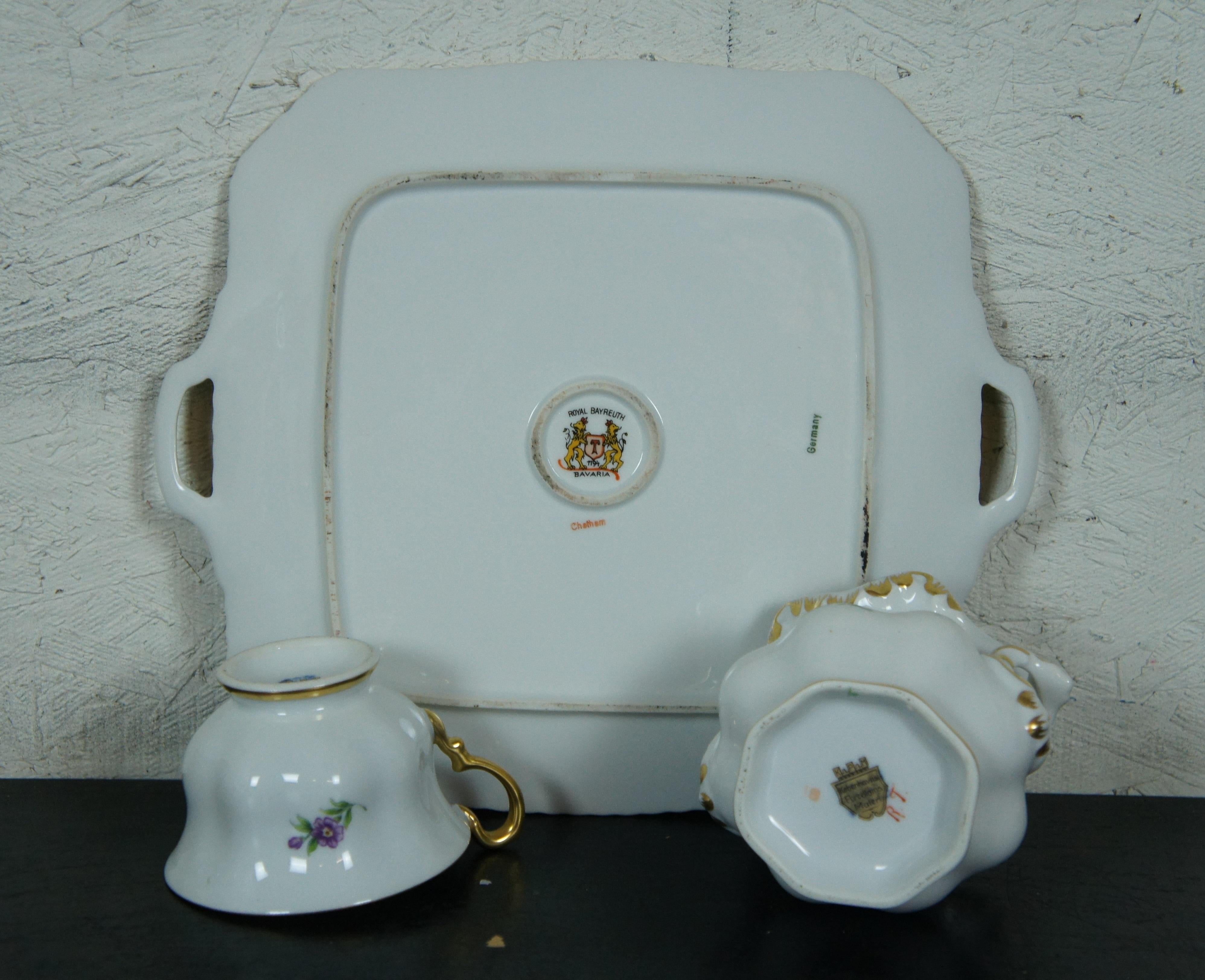 Antique Kobenhavns Porcellains Maleri Royal Bayreuth Floral Tea Coffee Service In Good Condition For Sale In Dayton, OH