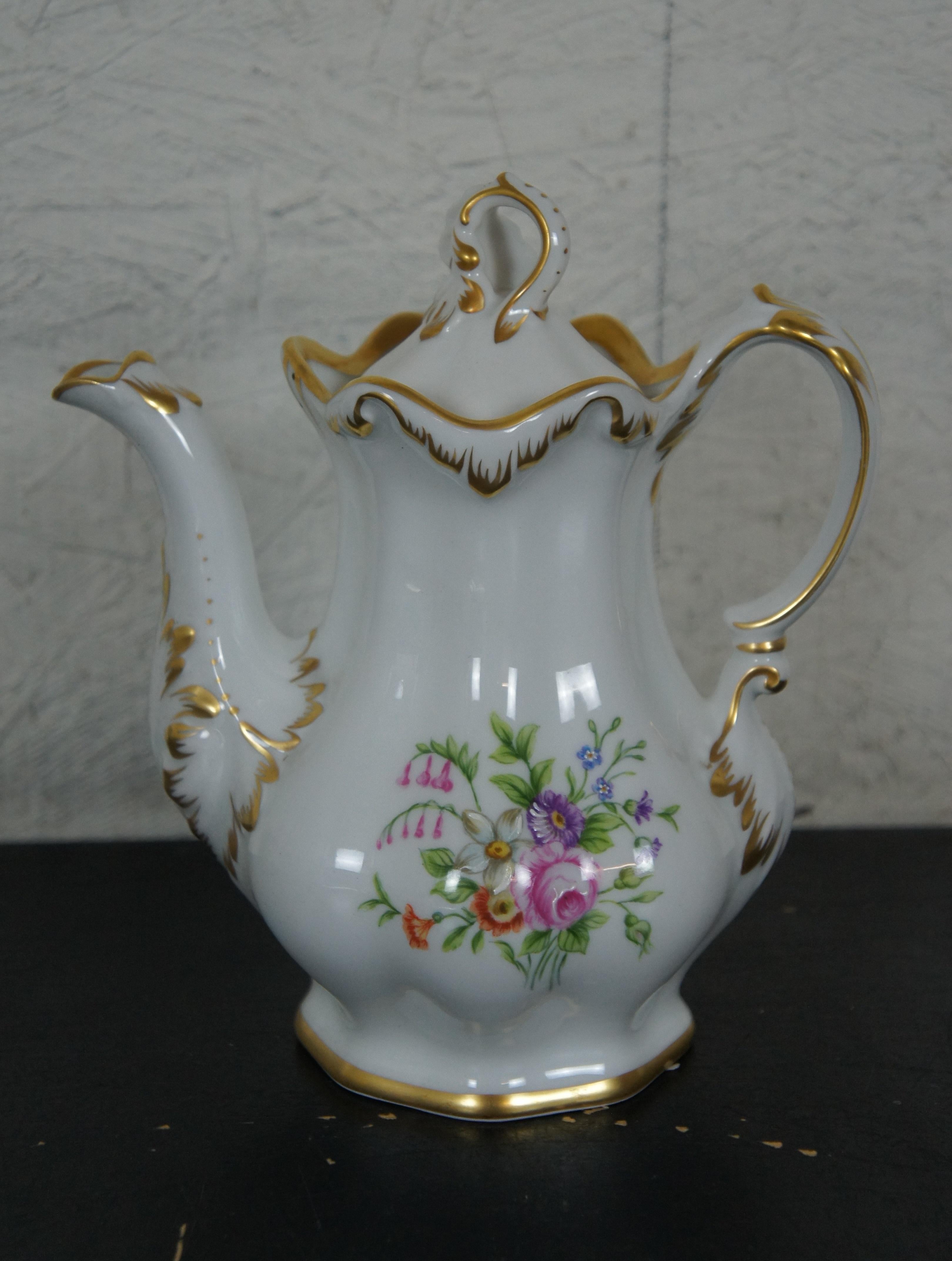 20th Century Antique Kobenhavns Porcellains Maleri Royal Bayreuth Floral Tea Coffee Service For Sale