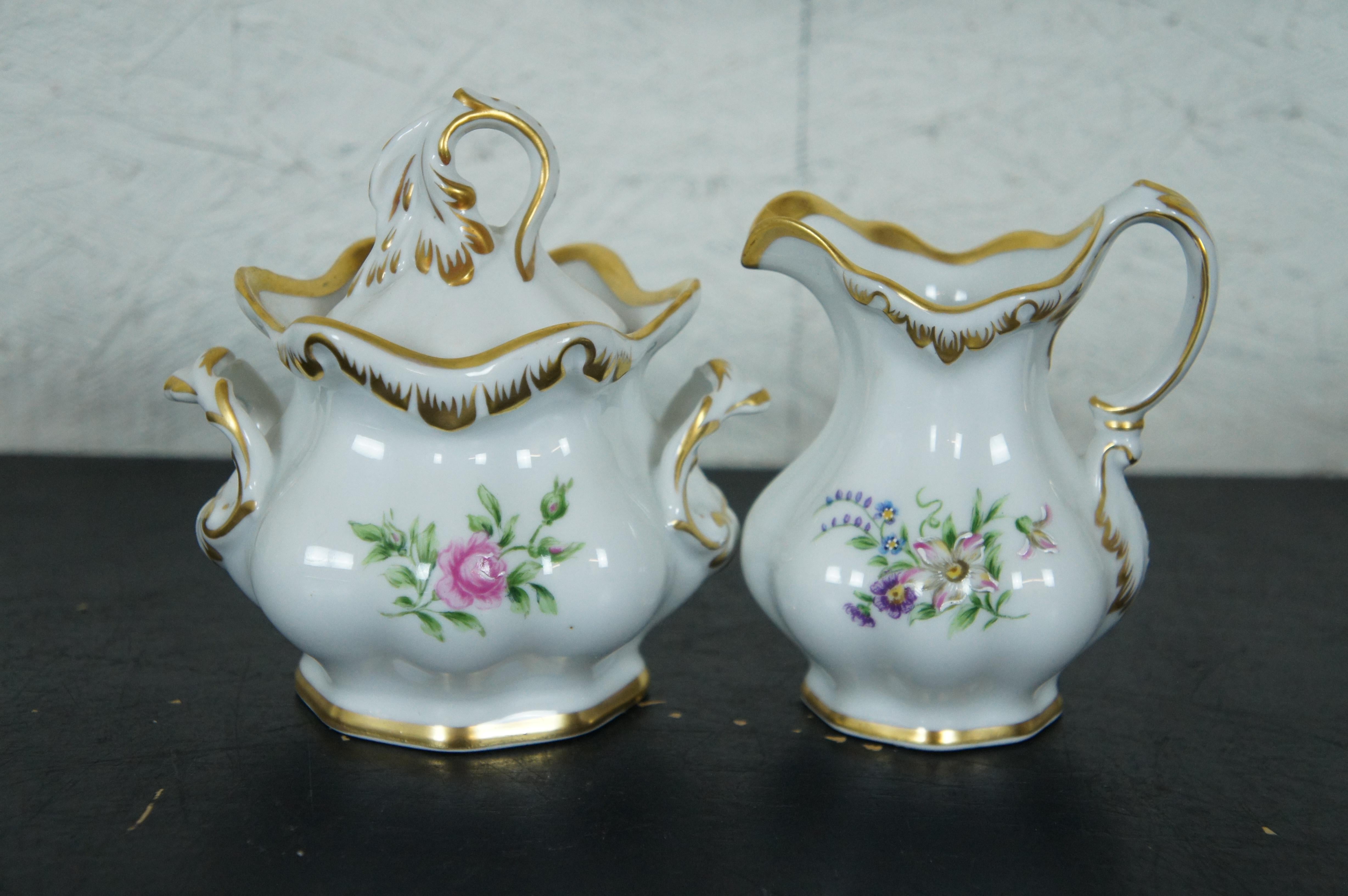 Porcelain Antique Kobenhavns Porcellains Maleri Royal Bayreuth Floral Tea Coffee Service For Sale