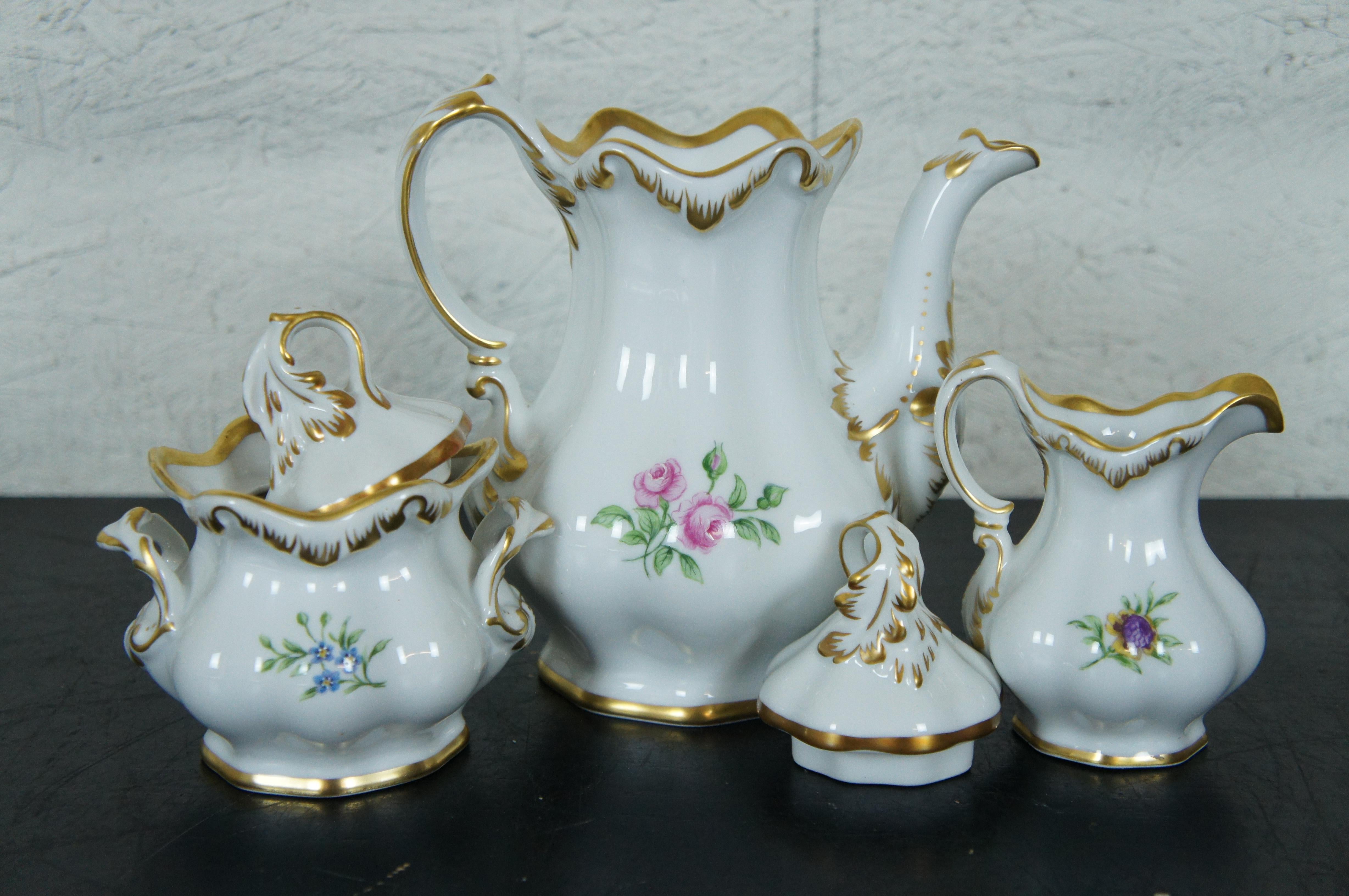 Antique Kobenhavns Porcellains Maleri Royal Bayreuth Floral Tea Coffee Service For Sale 1