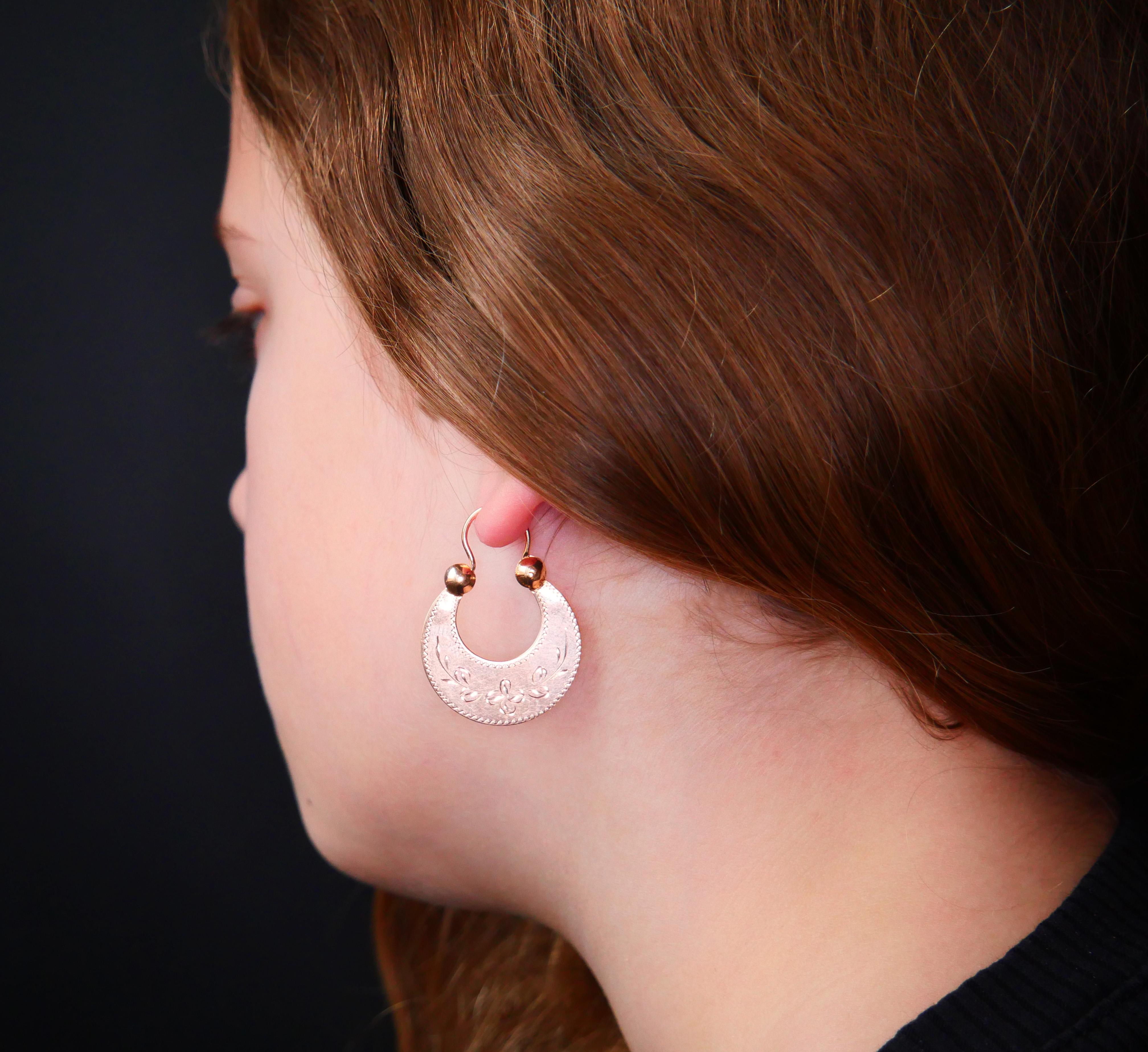 Antico  Orecchini pendenti Kokoshnik in oro rosa 14K /4gr in vendita 1
