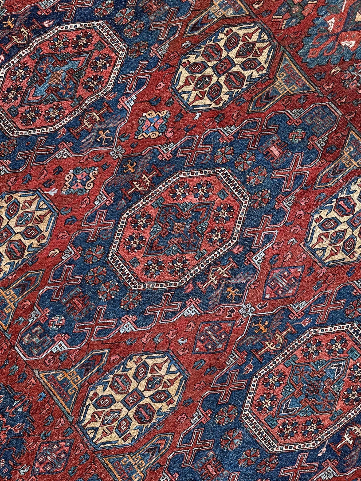 Tapis ancien Konagkend Kuba Caucasien Soumak • 9′8″×10′4″ • 1920 Azerbaïdjan en vente 3