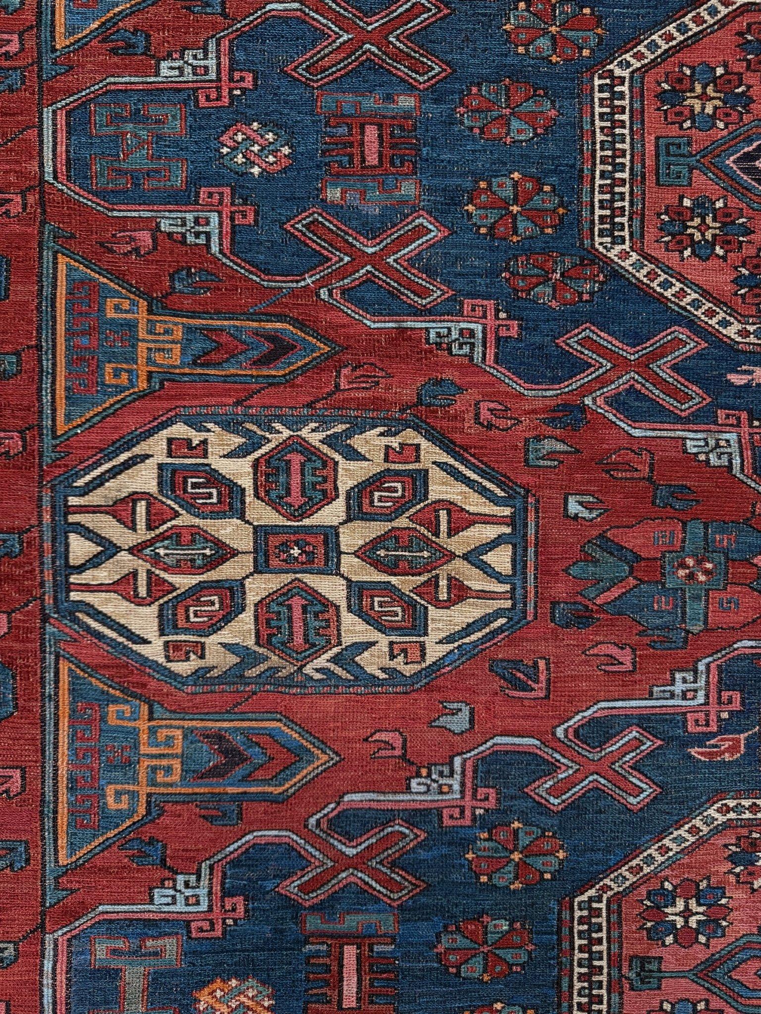 Tapis ancien Konagkend Kuba Caucasien Soumak • 9′8″×10′4″ • 1920 Azerbaïdjan en vente 4