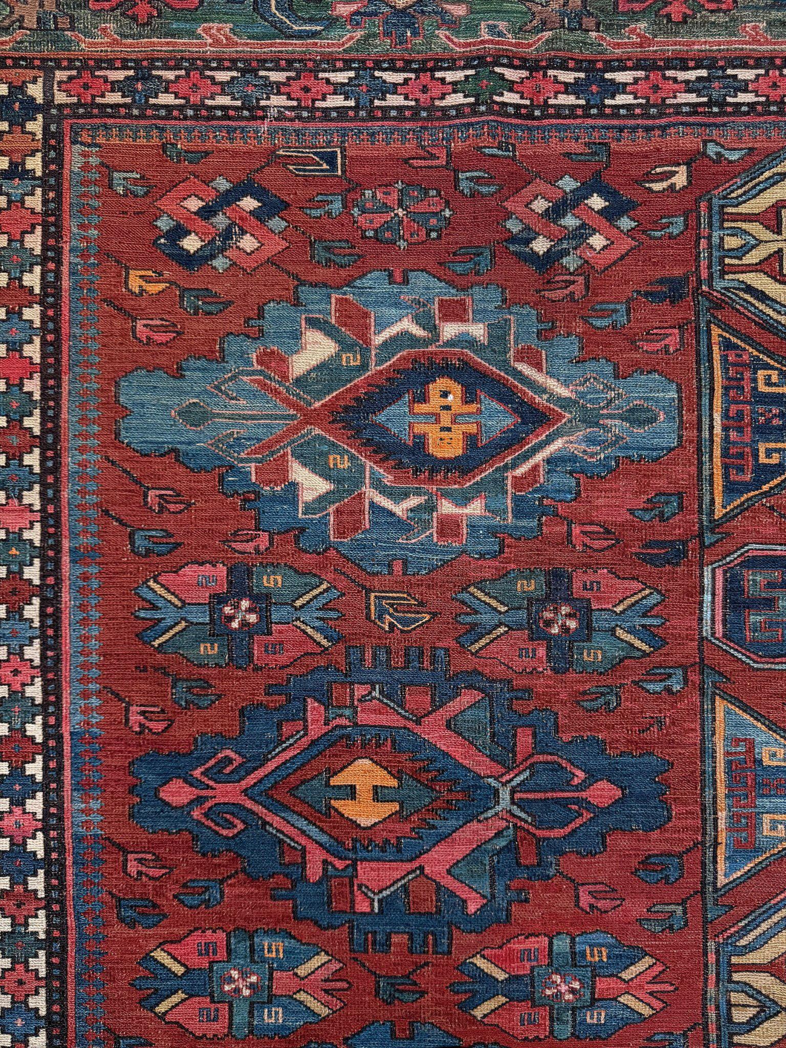 Tapis ancien Konagkend Kuba Caucasien Soumak • 9′8″×10′4″ • 1920 Azerbaïdjan en vente 5