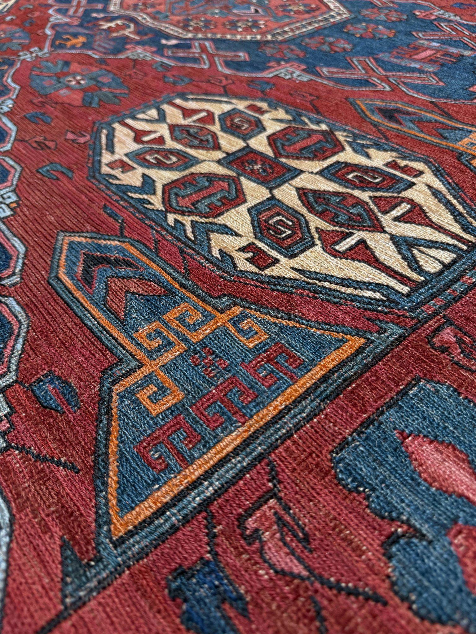 Tapis ancien Konagkend Kuba Caucasien Soumak • 9′8″×10′4″ • 1920 Azerbaïdjan en vente 7