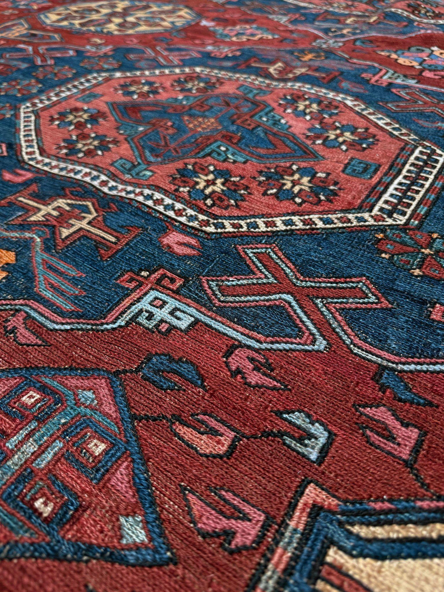Tapis ancien Konagkend Kuba Caucasien Soumak • 9′8″×10′4″ • 1920 Azerbaïdjan en vente 8