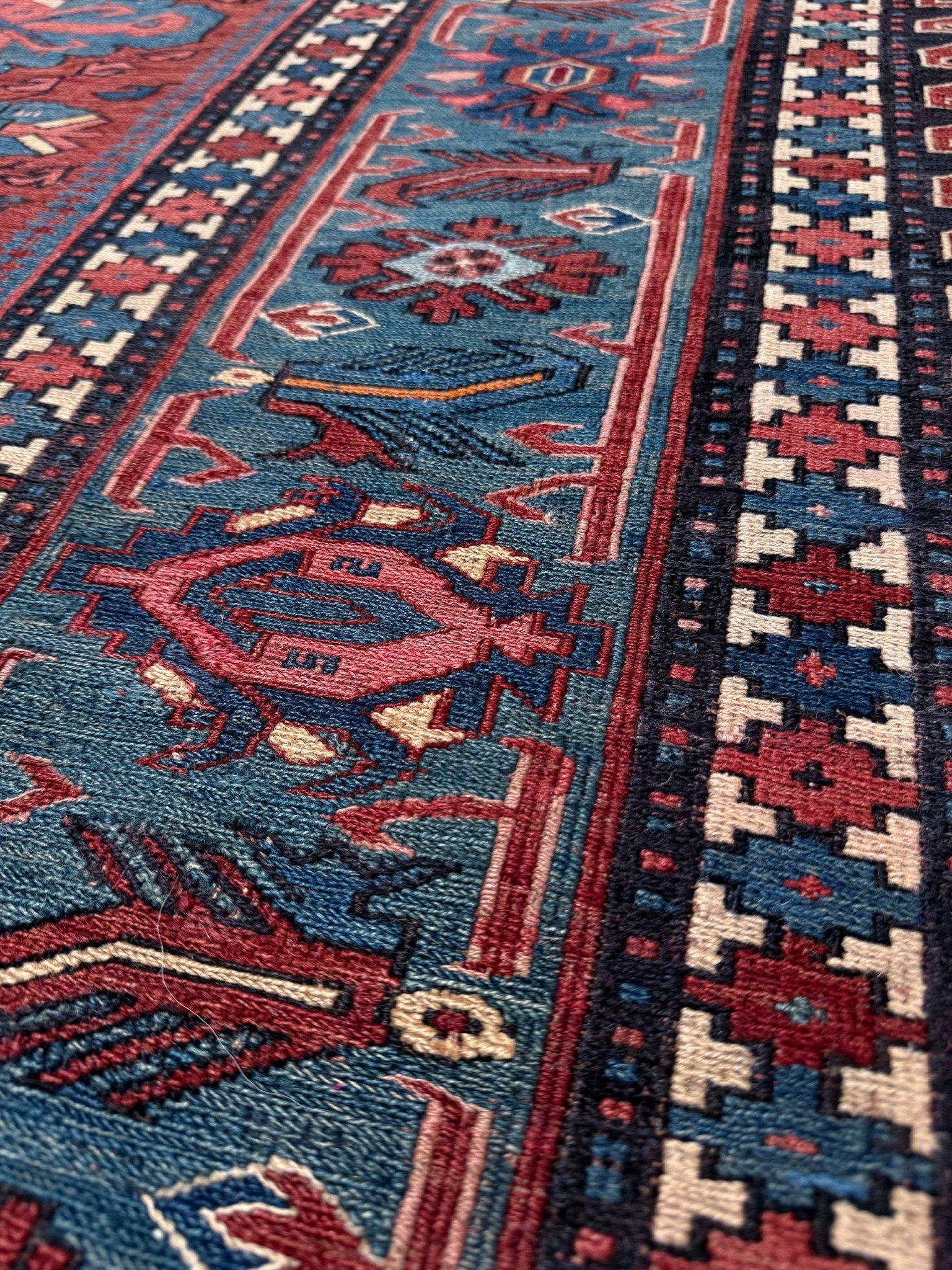 Tapis ancien Konagkend Kuba Caucasien Soumak • 9′8″×10′4″ • 1920 Azerbaïdjan en vente 9