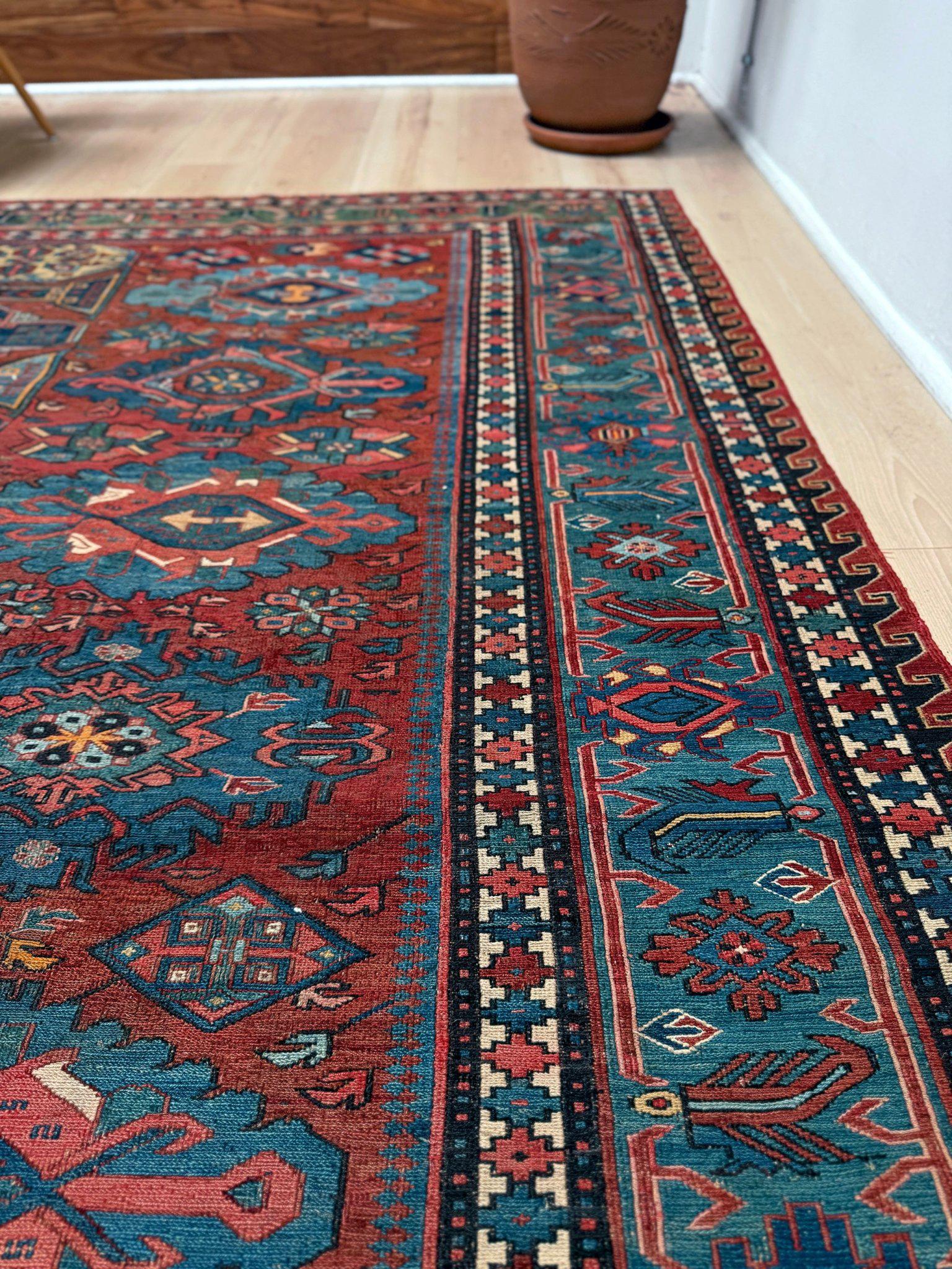 Tapis ancien Konagkend Kuba Caucasien Soumak • 9′8″×10′4″ • 1920 Azerbaïdjan en vente 1