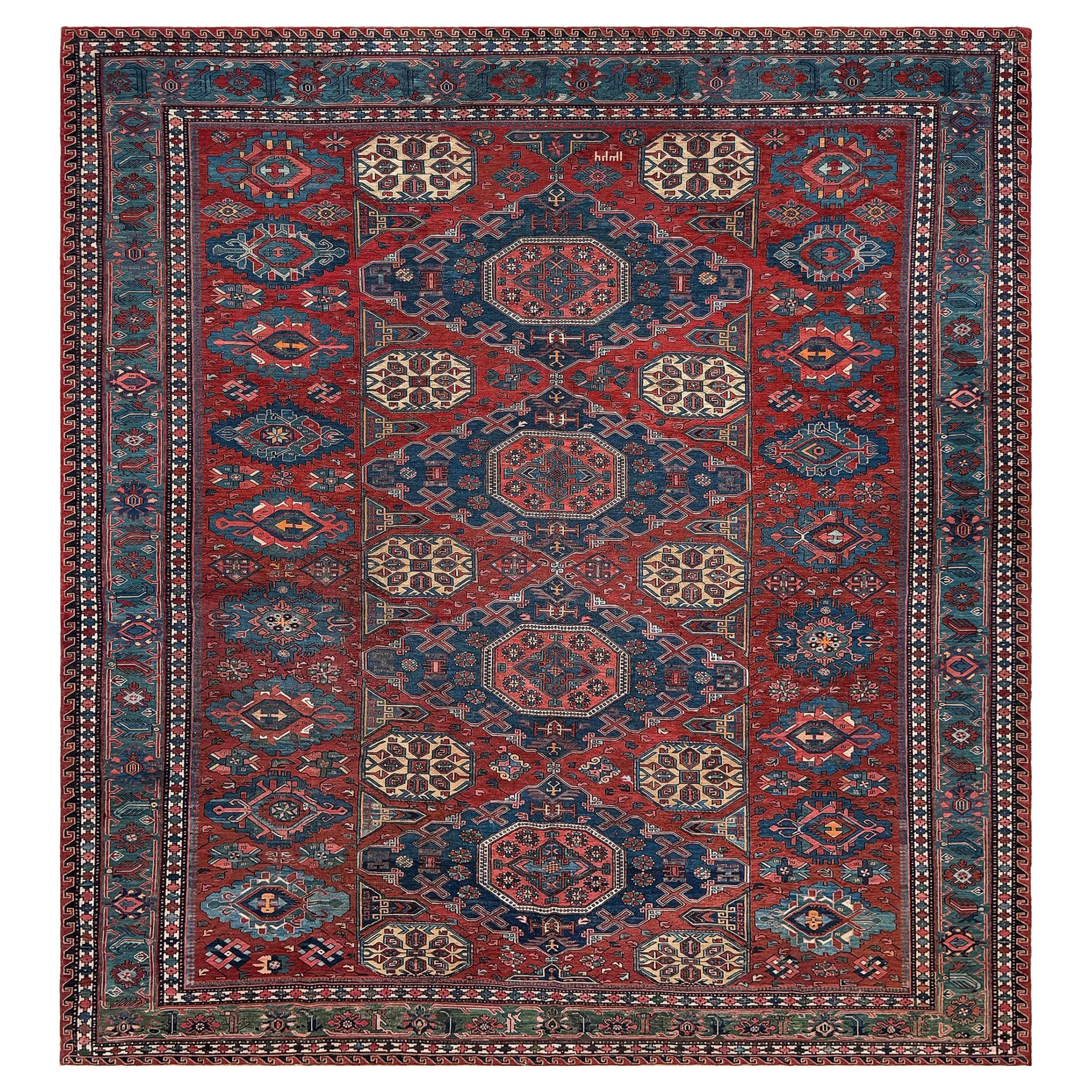 Alfombra antigua Konagkend Kuba Caucasian Soumak - 9′8″×10′4″ - Años 20 Azerbaiyán en venta