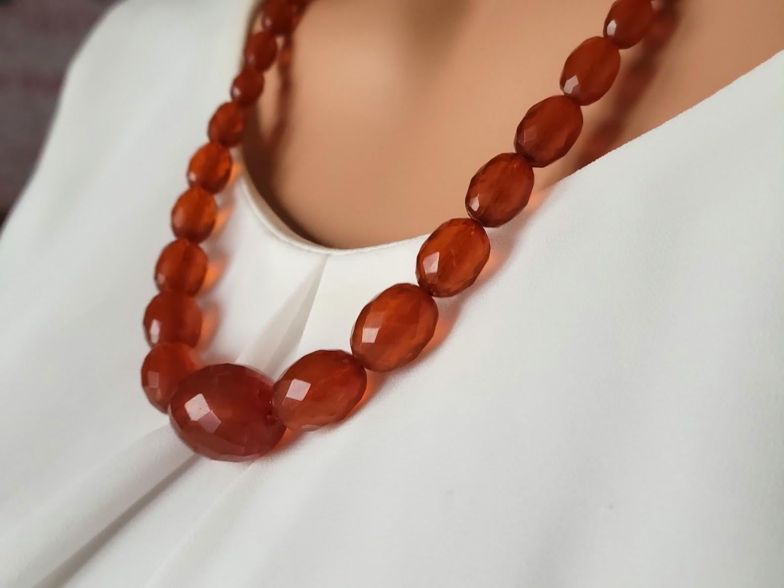 Bead Antique Königsberg Baltic Amber Necklace For Sale