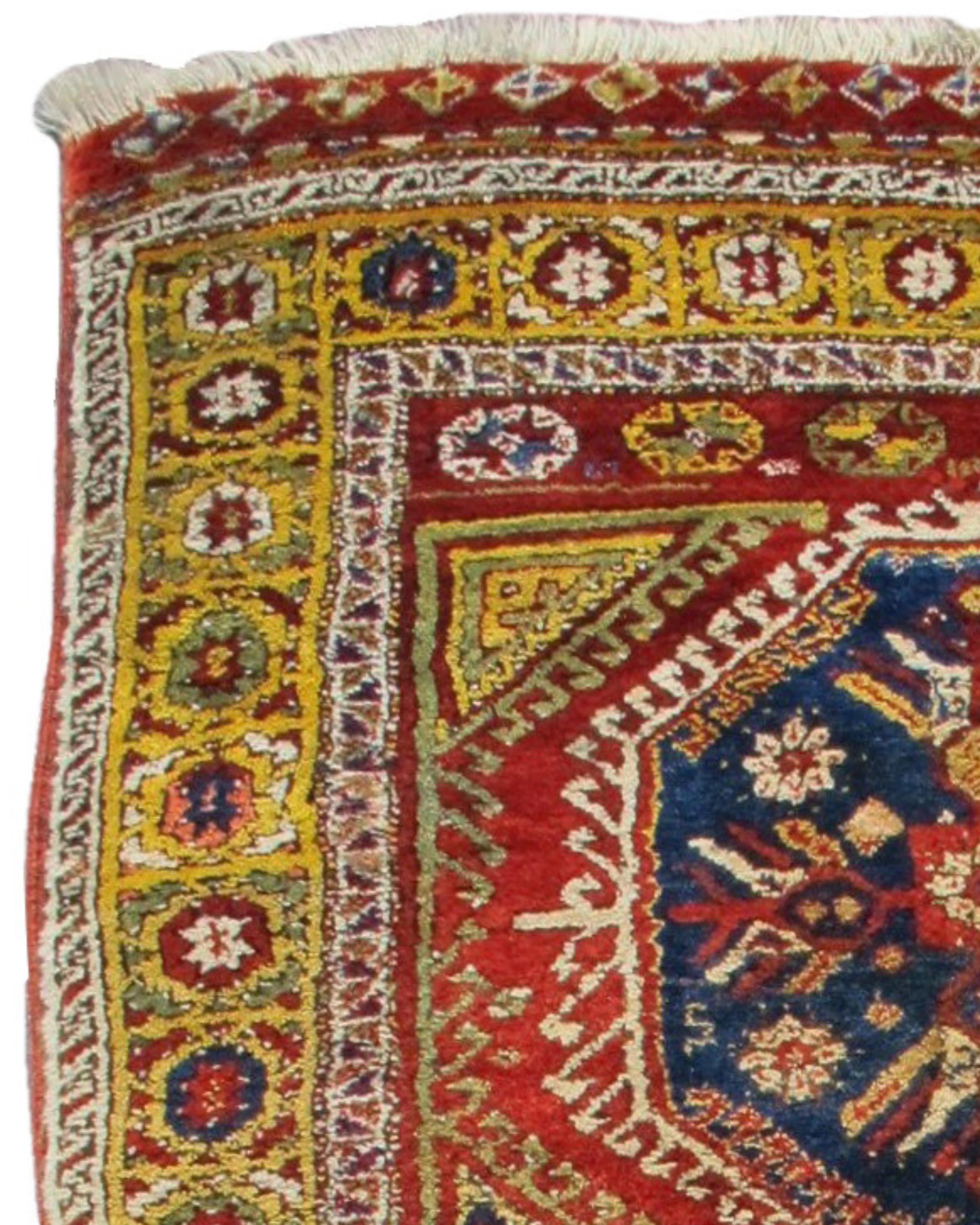 Turkish Antique Konya Bozkir Yatak Rug, Late 19th century For Sale
