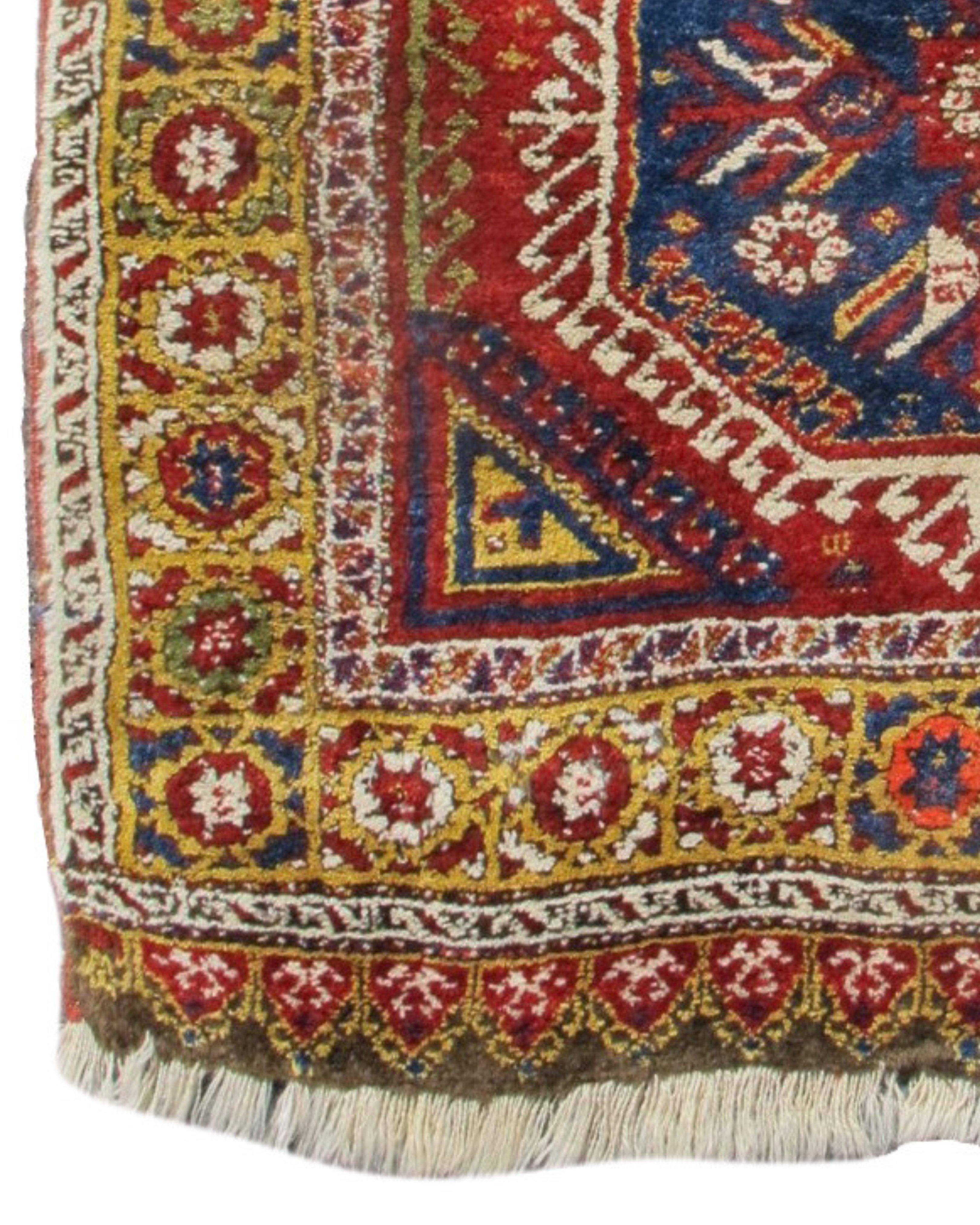 Hand-Knotted Antique Konya Bozkir Yatak Rug, Late 19th century For Sale