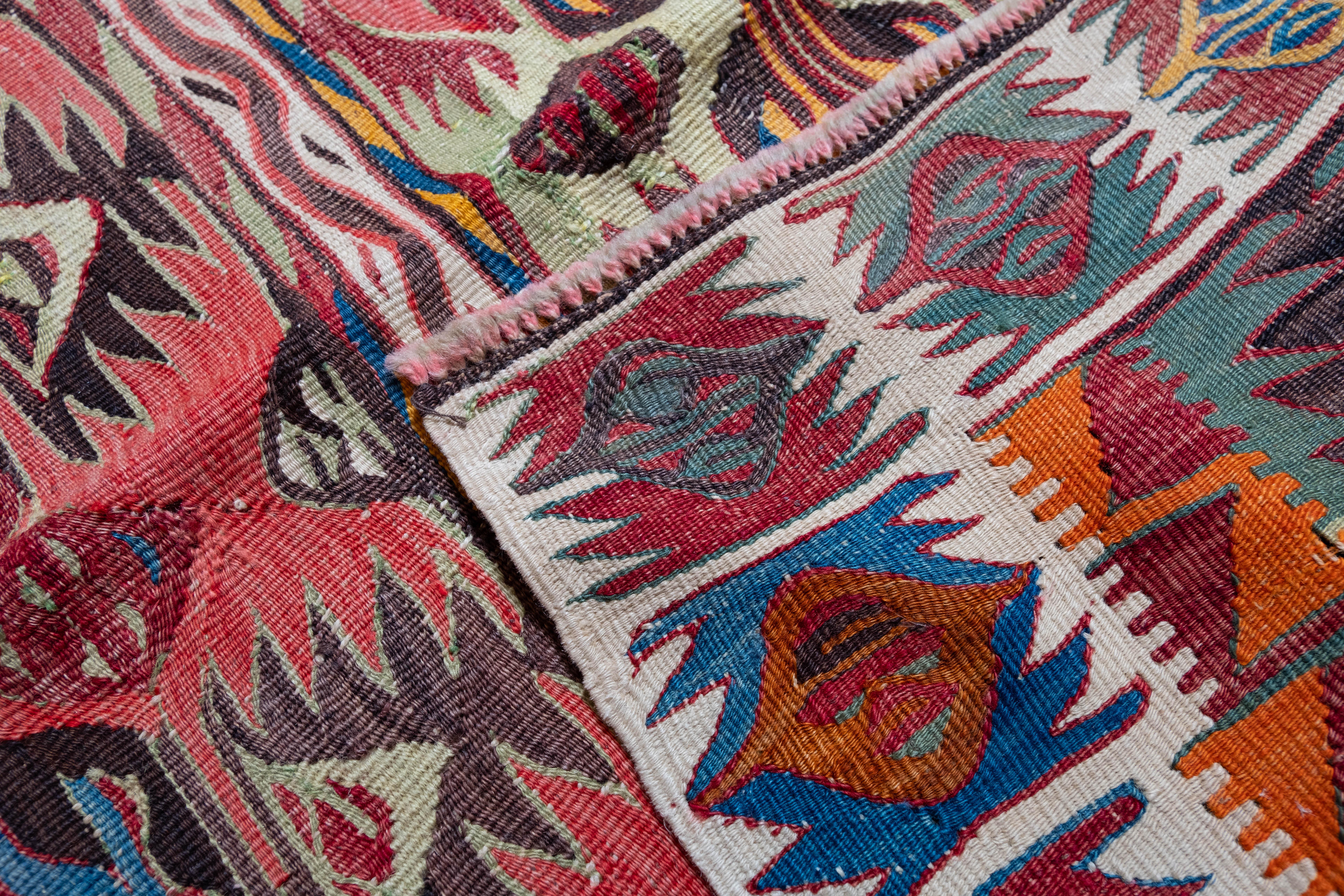 Hand-Woven Antique Konya Hotamis Kilim Rug Wool Old Central Anatolian Turkish Carpet For Sale