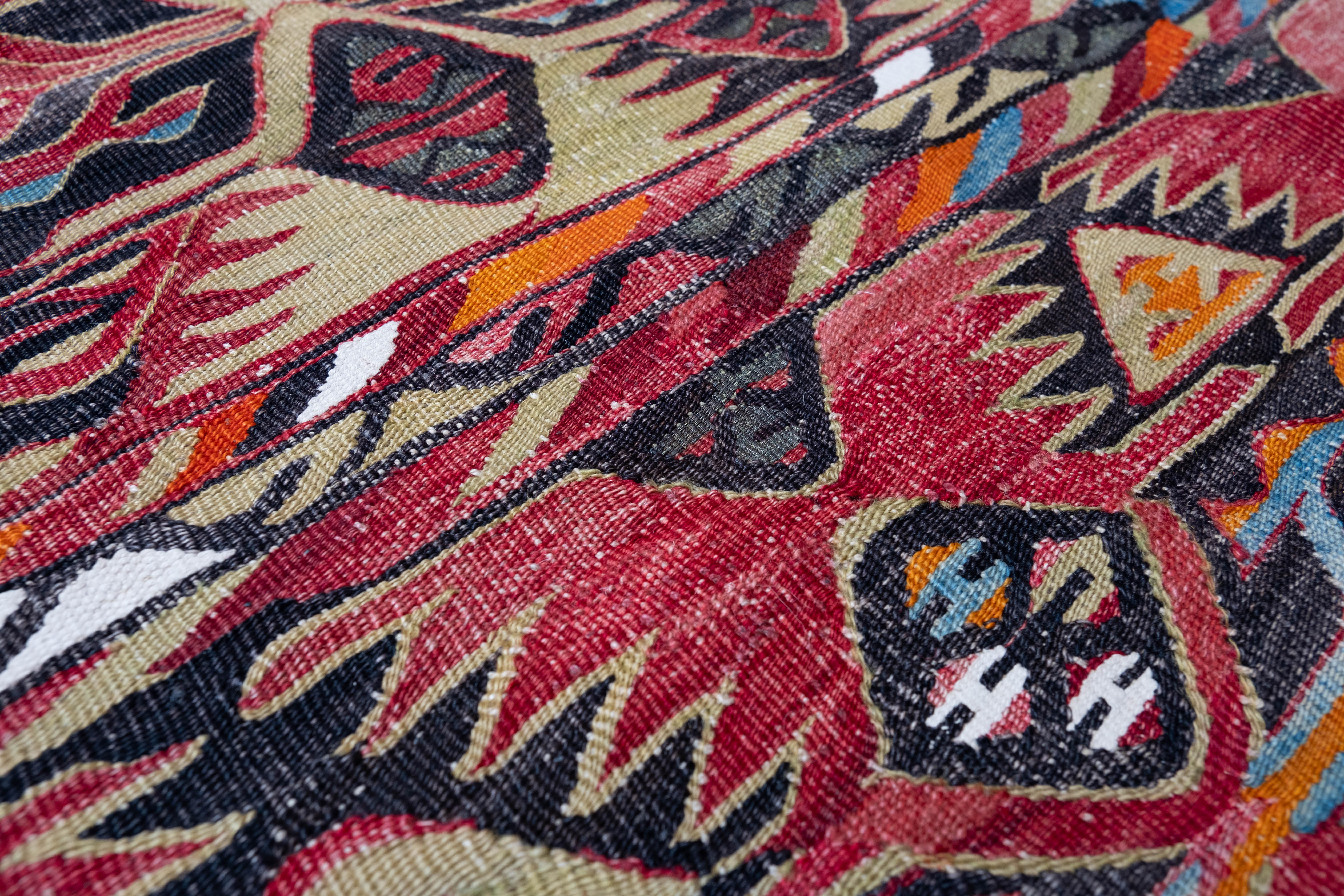 Antique Konya Hotamis Kilim Rug Wool Old Central Anatolian Turkish Carpet In Good Condition For Sale In Tokyo, JP