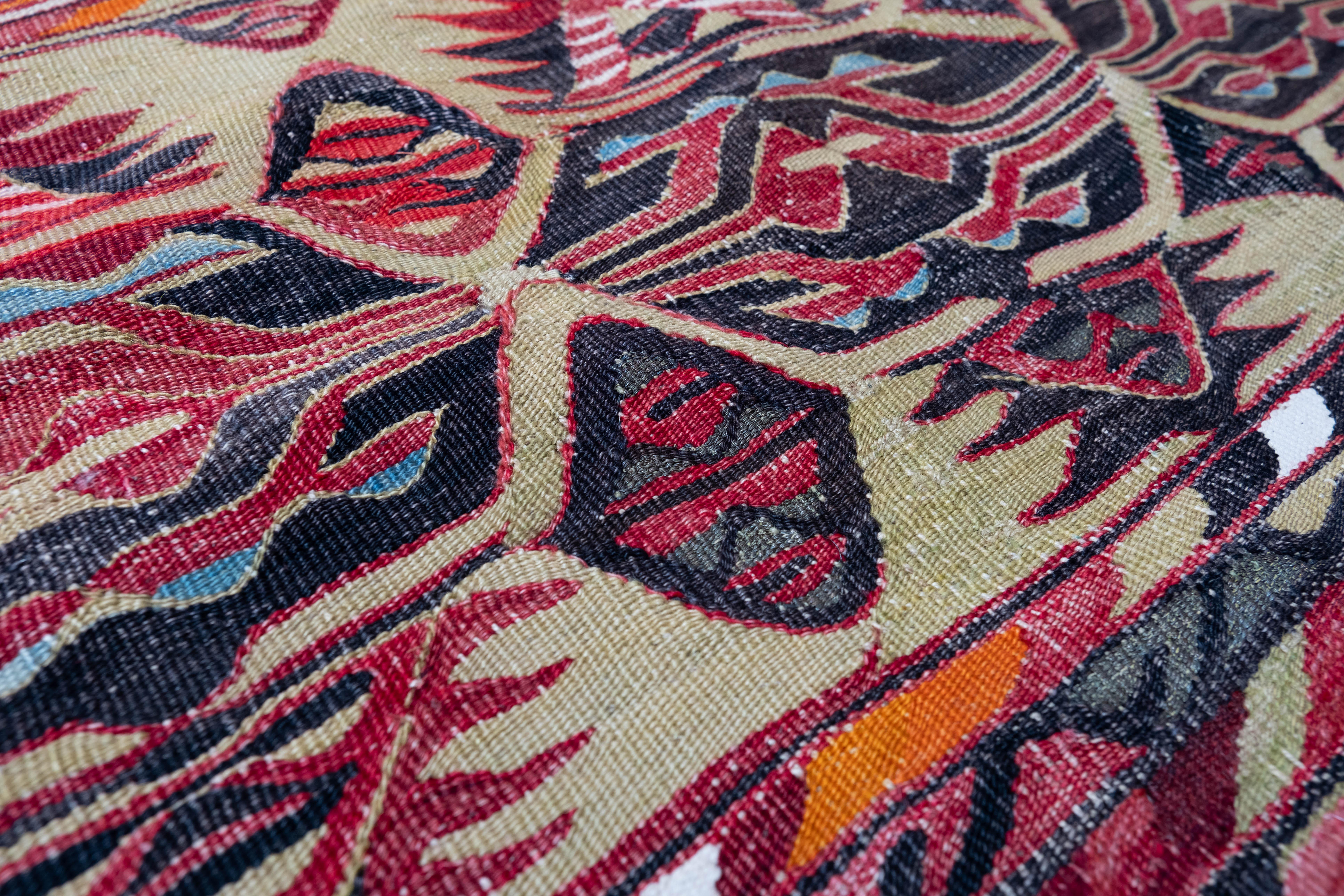 19th Century Antique Konya Hotamis Kilim Rug Wool Old Central Anatolian Turkish Carpet For Sale
