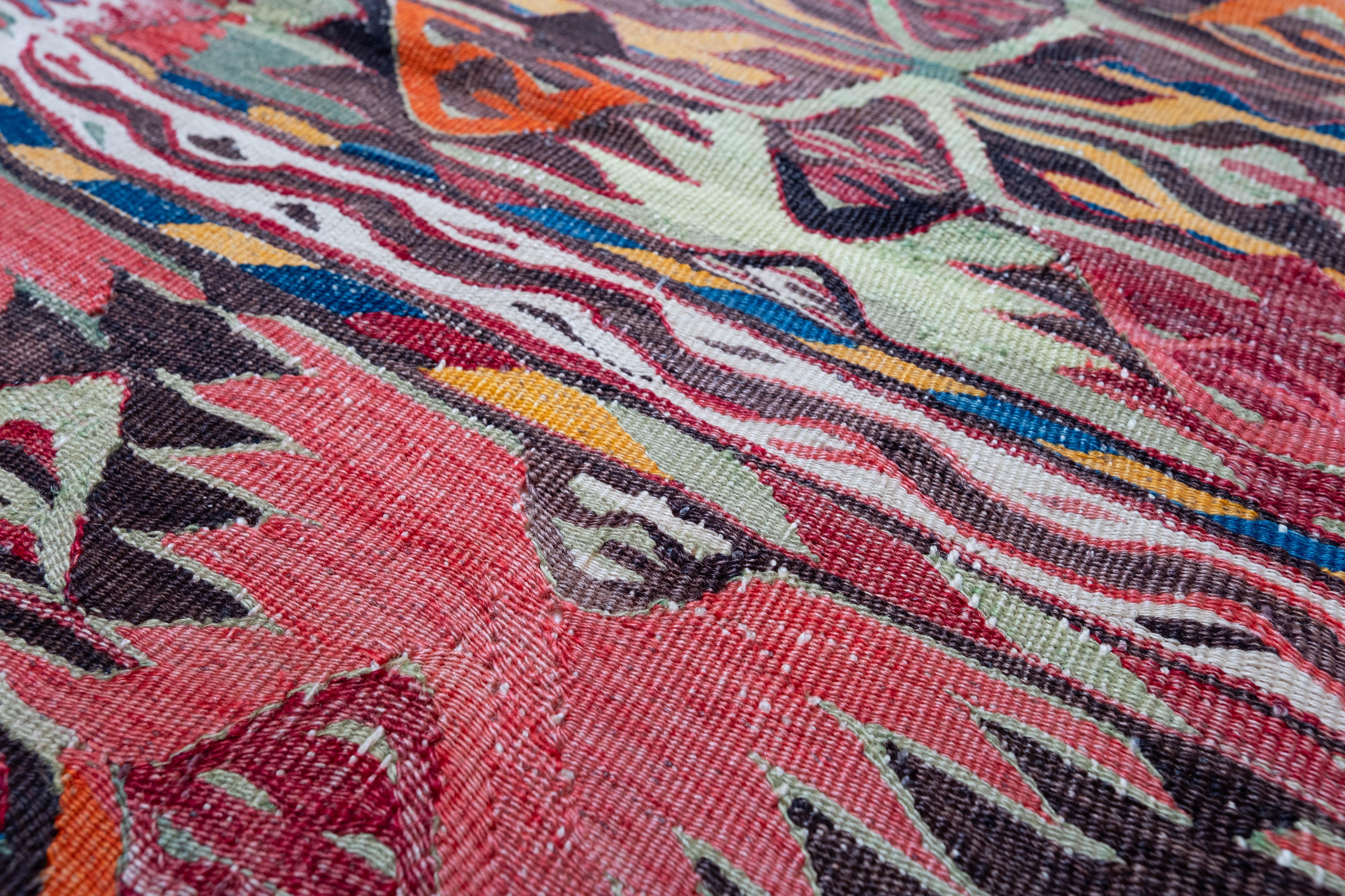 19th Century Antique Konya Hotamis Kilim Rug Wool Old Central Anatolian Turkish Carpet For Sale