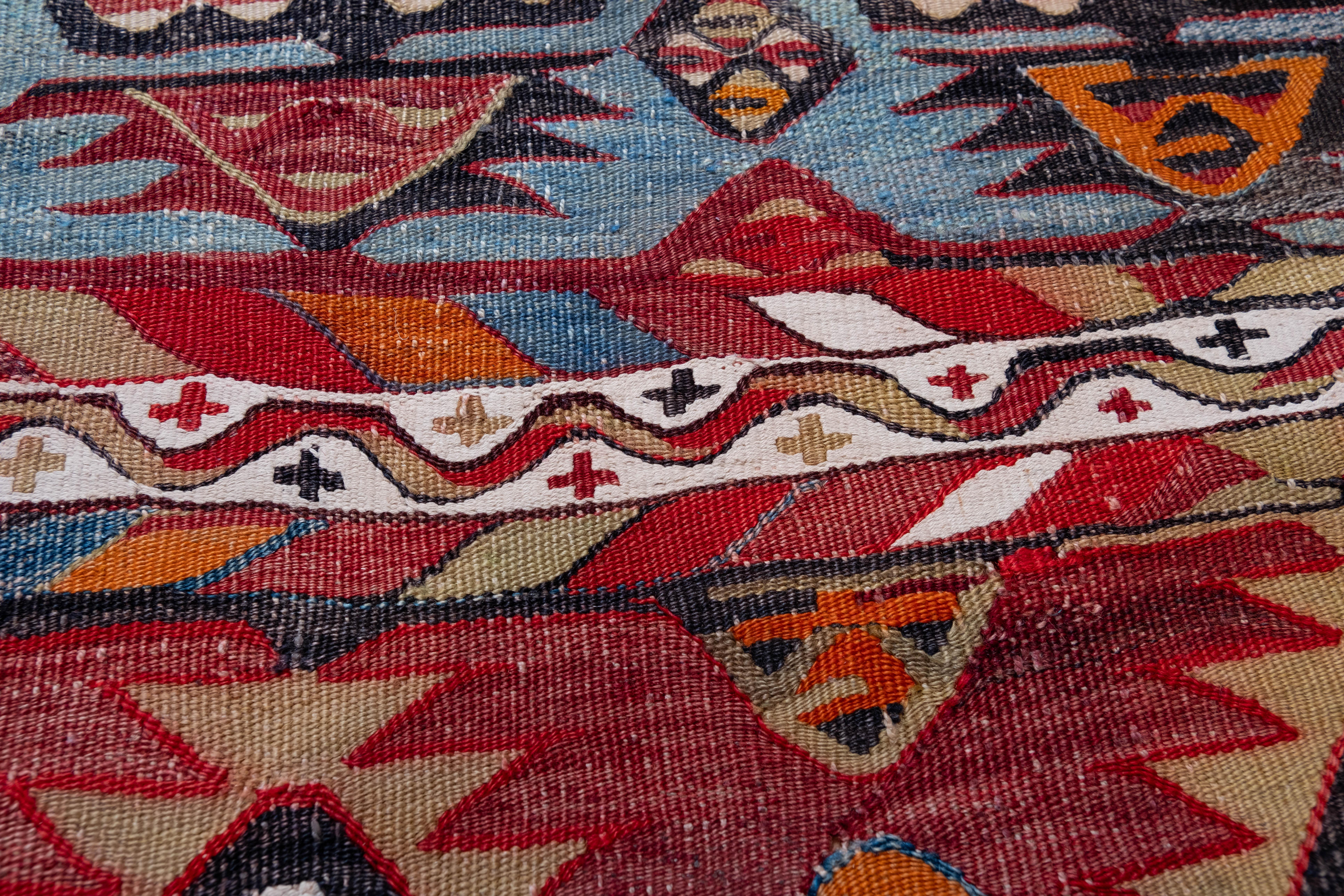 Antique Konya Hotamis Kilim Rug Wool Old Central Anatolian Turkish Carpet For Sale 1