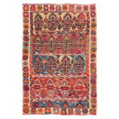 Antique Konya Hotamis Kilim Rug Wool Old Central Anatolian Turkish Carpet