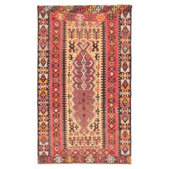 Antique Konya Hotamis Kilim Rug Wool Old Central Anatolian Turkish Carpet