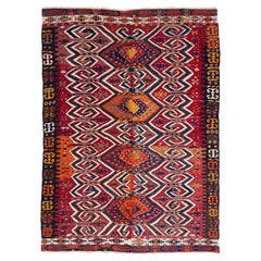 Antique Konya Karapinar Kilim Central Anatolian Rug Vintage Wool Turkish Carpet