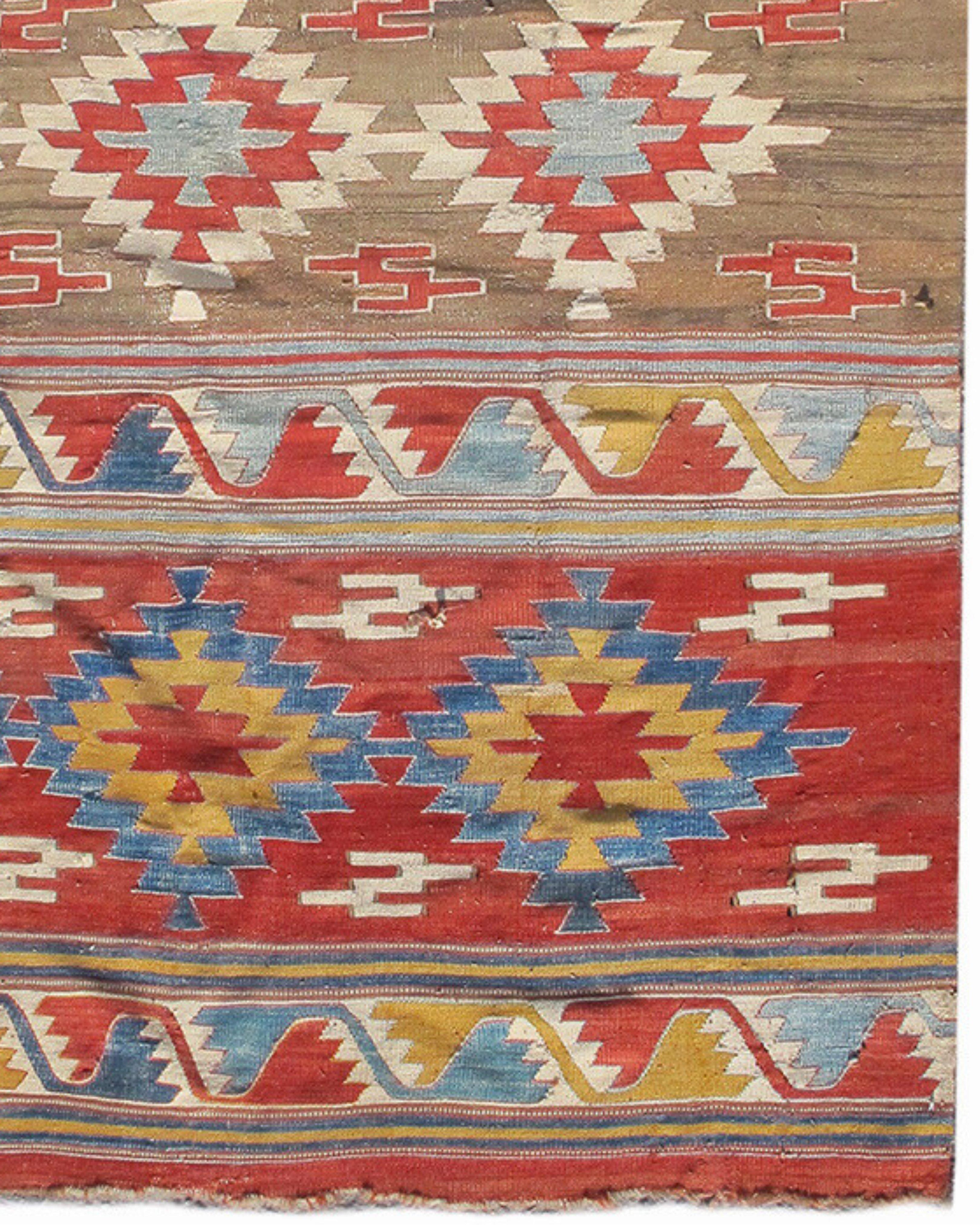 Early 19th Century Antique Turkish Konya Kilim, c. 1800 For Sale