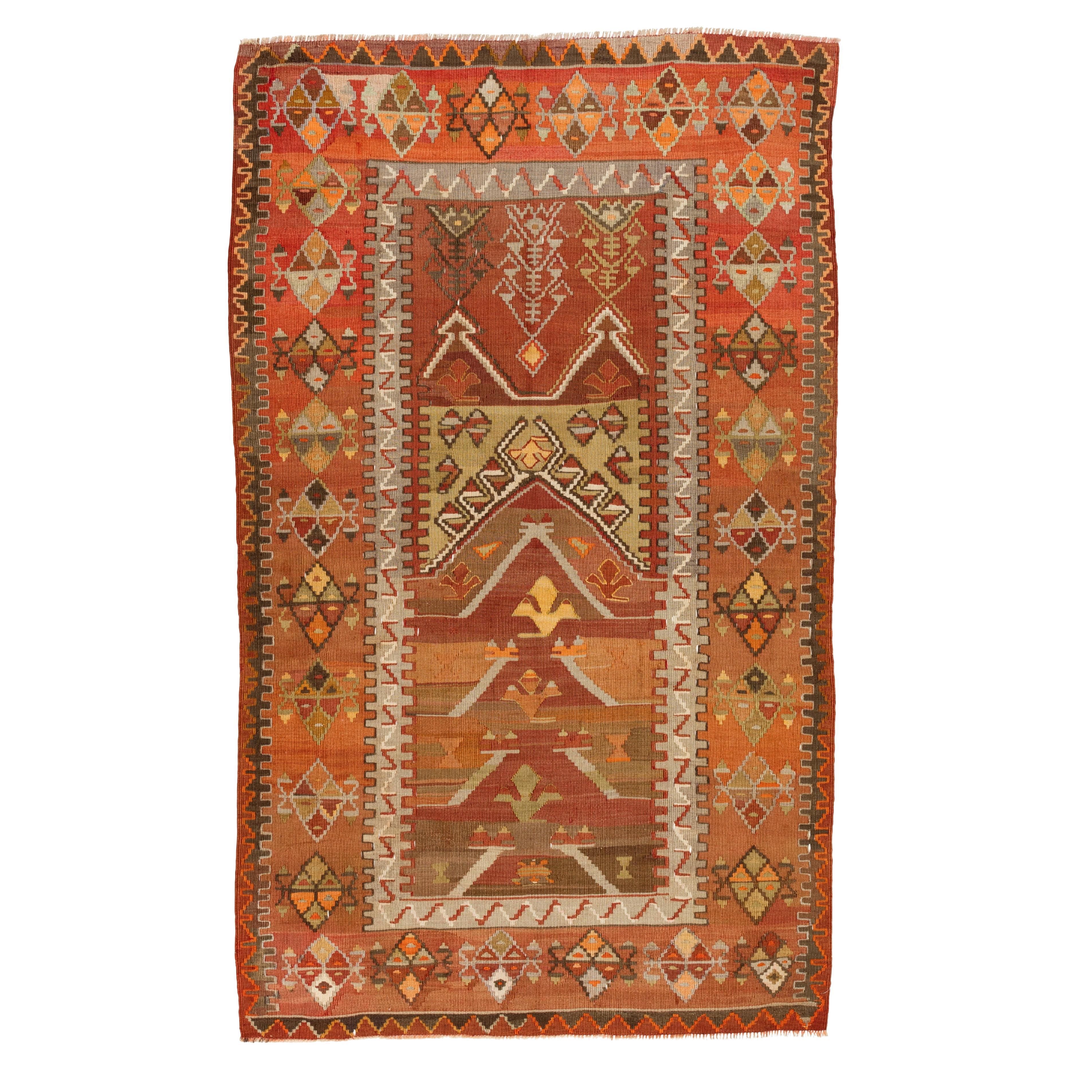 Antique Konya Kilim Central Anatolian Rug Handwoven Turkish Carpet Natural Dyed