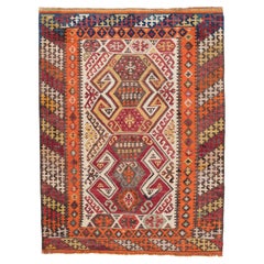 Ancien tapis Kilim de Konya en laine de Turquie centrale d'Anatolie