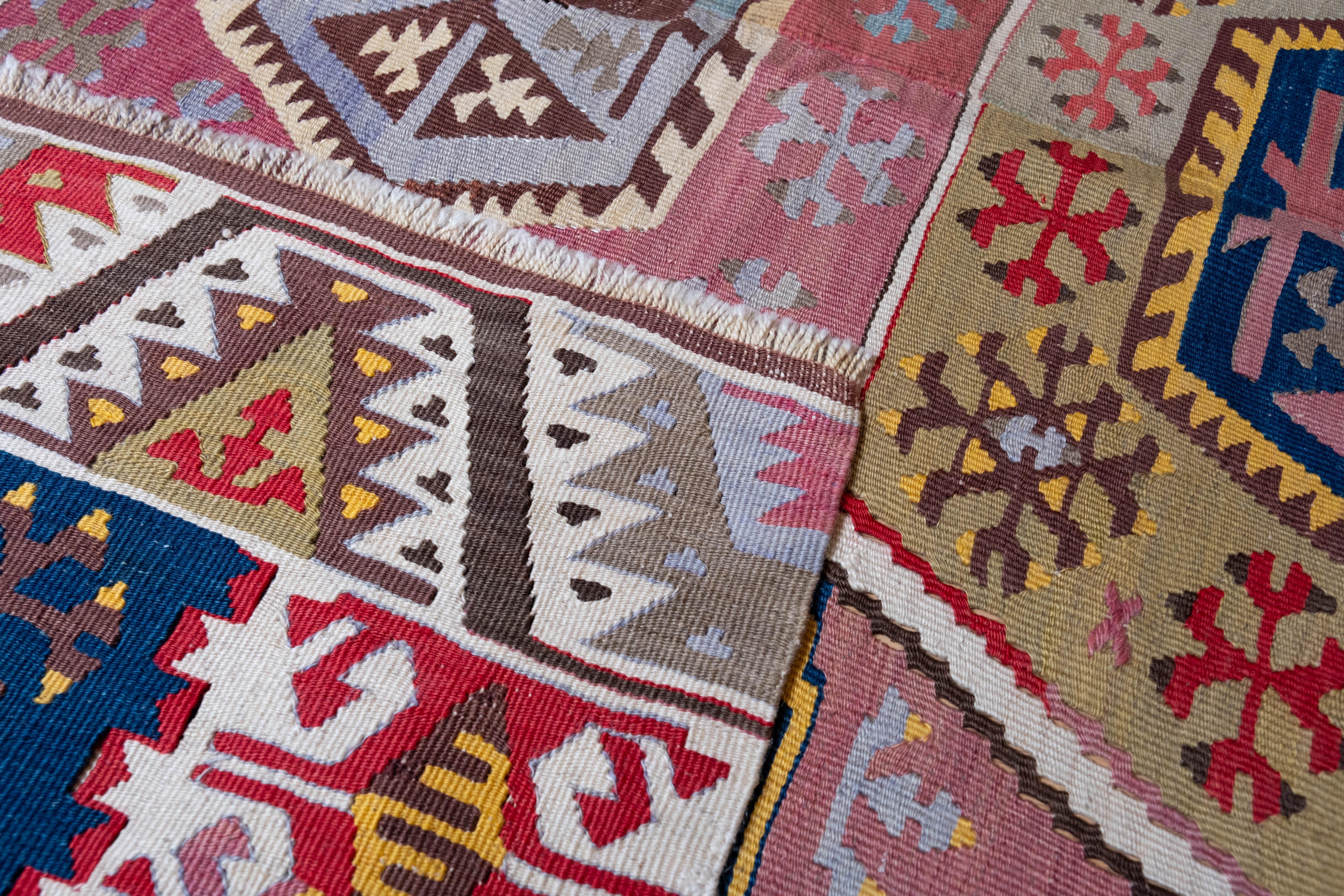 Hand-Woven Antique Konya Kilim Rug Wool Old Central Anatolian Turkish Carpet For Sale