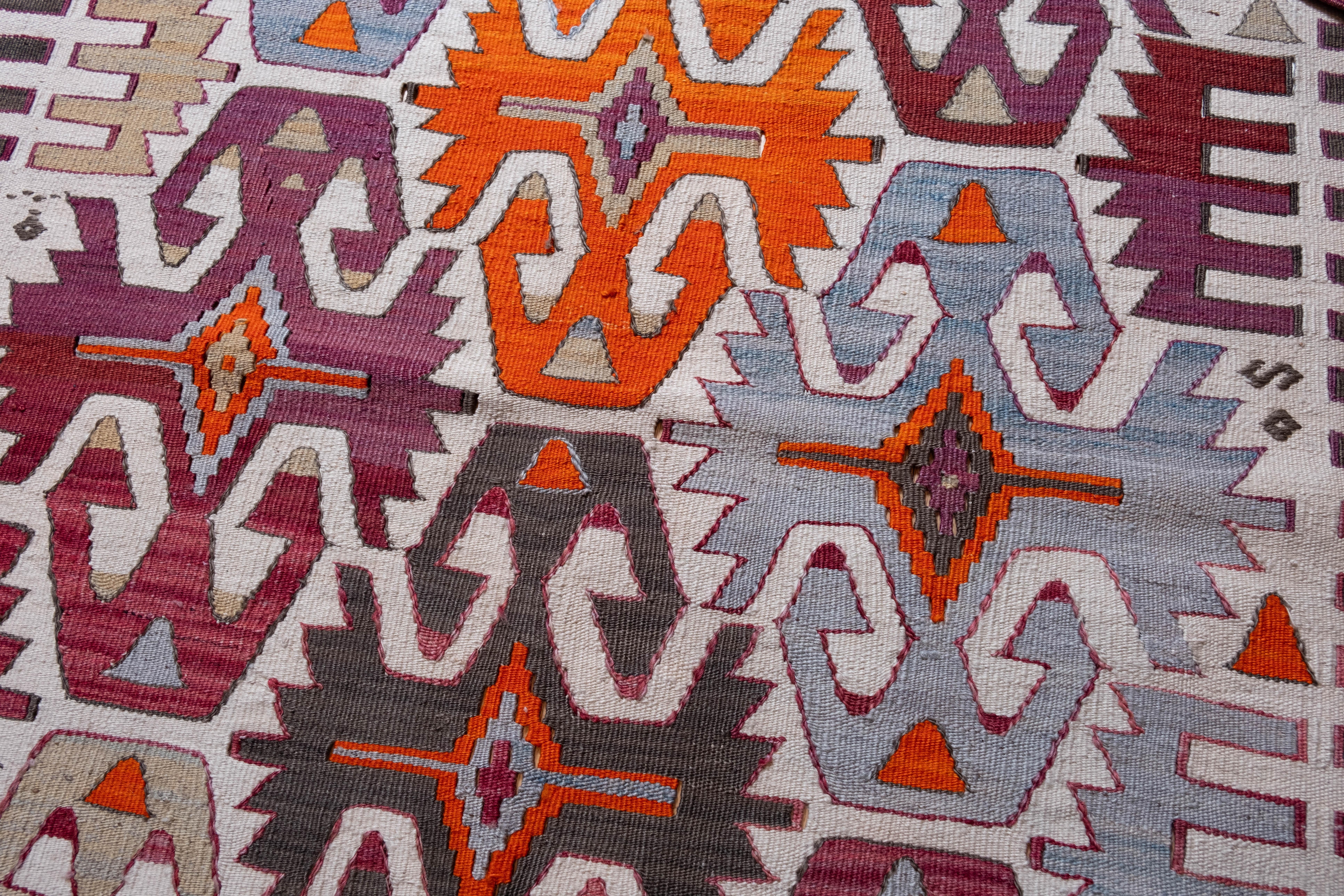 20th Century Antique Konya Kilim Rug Wool Old Central Anatolian Turkish Carpet For Sale