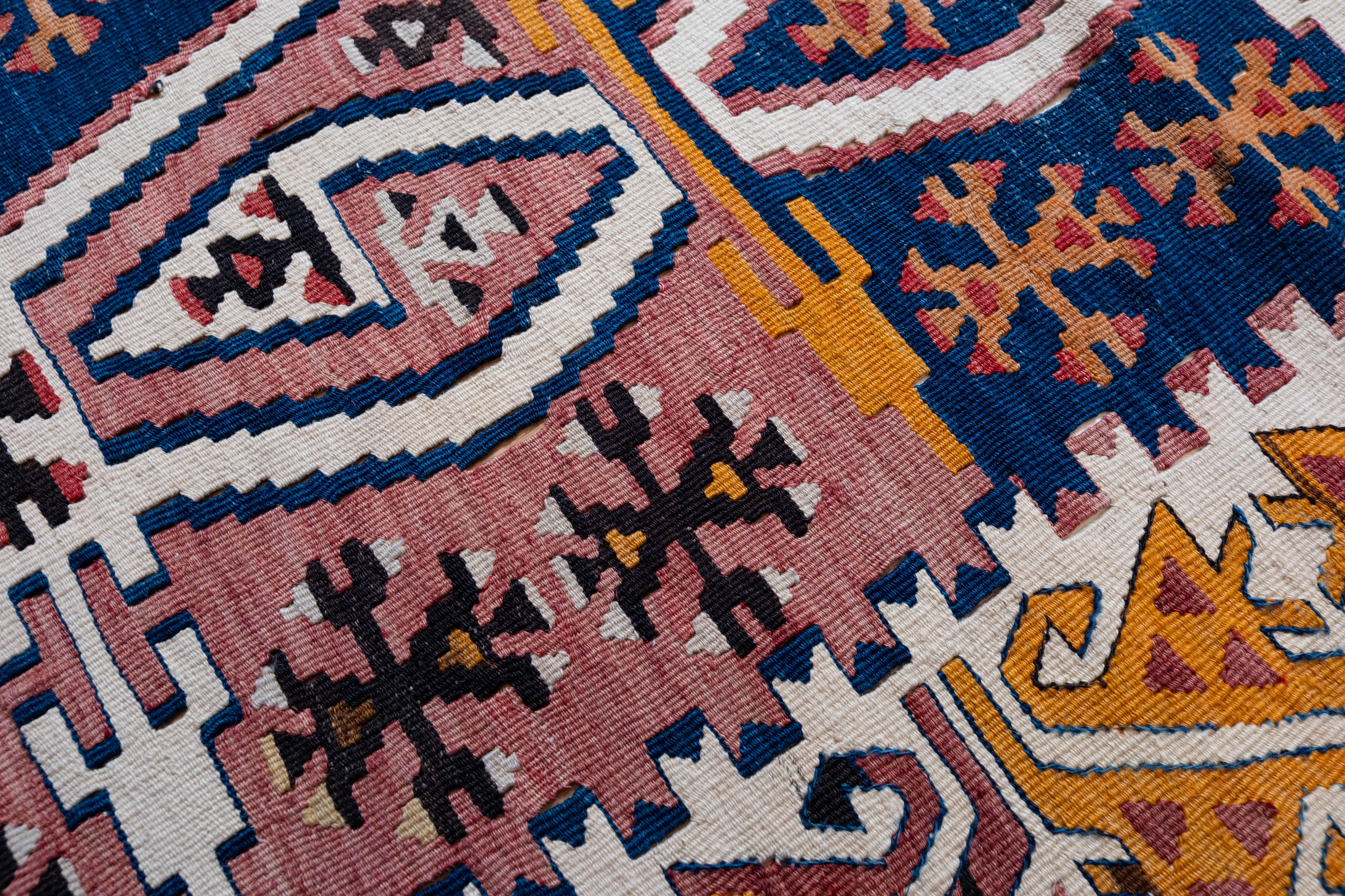 Antique Konya Kilim Rug Wool Old Central Anatolian Turkish Carpet For Sale 1