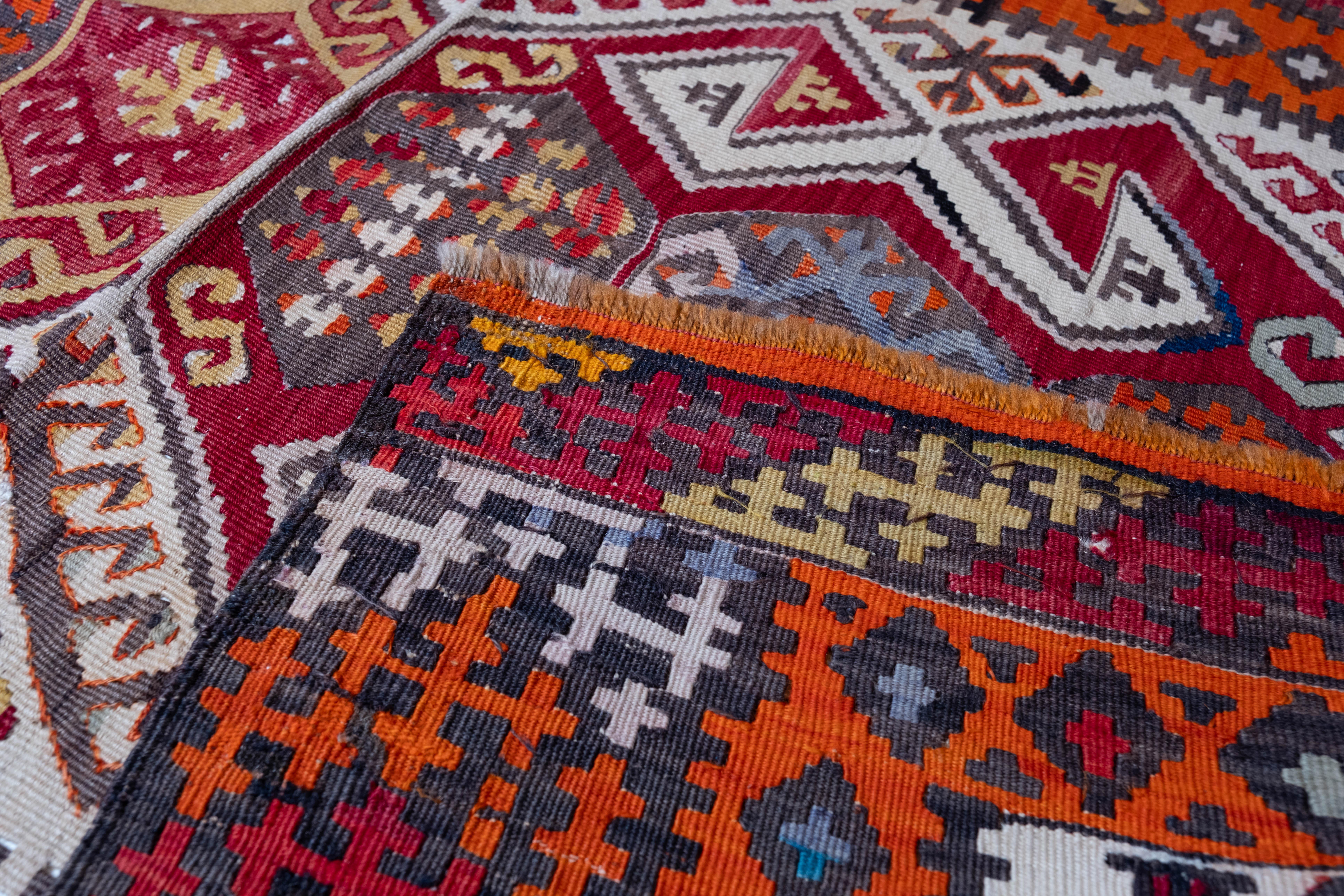 Antique Konya Kilim Rug Wool Old Central Anatolian Turkish Carpet For Sale 1