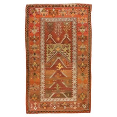 Ancien tapis Kilim de Konya en laine de Turquie centrale d'Anatolie