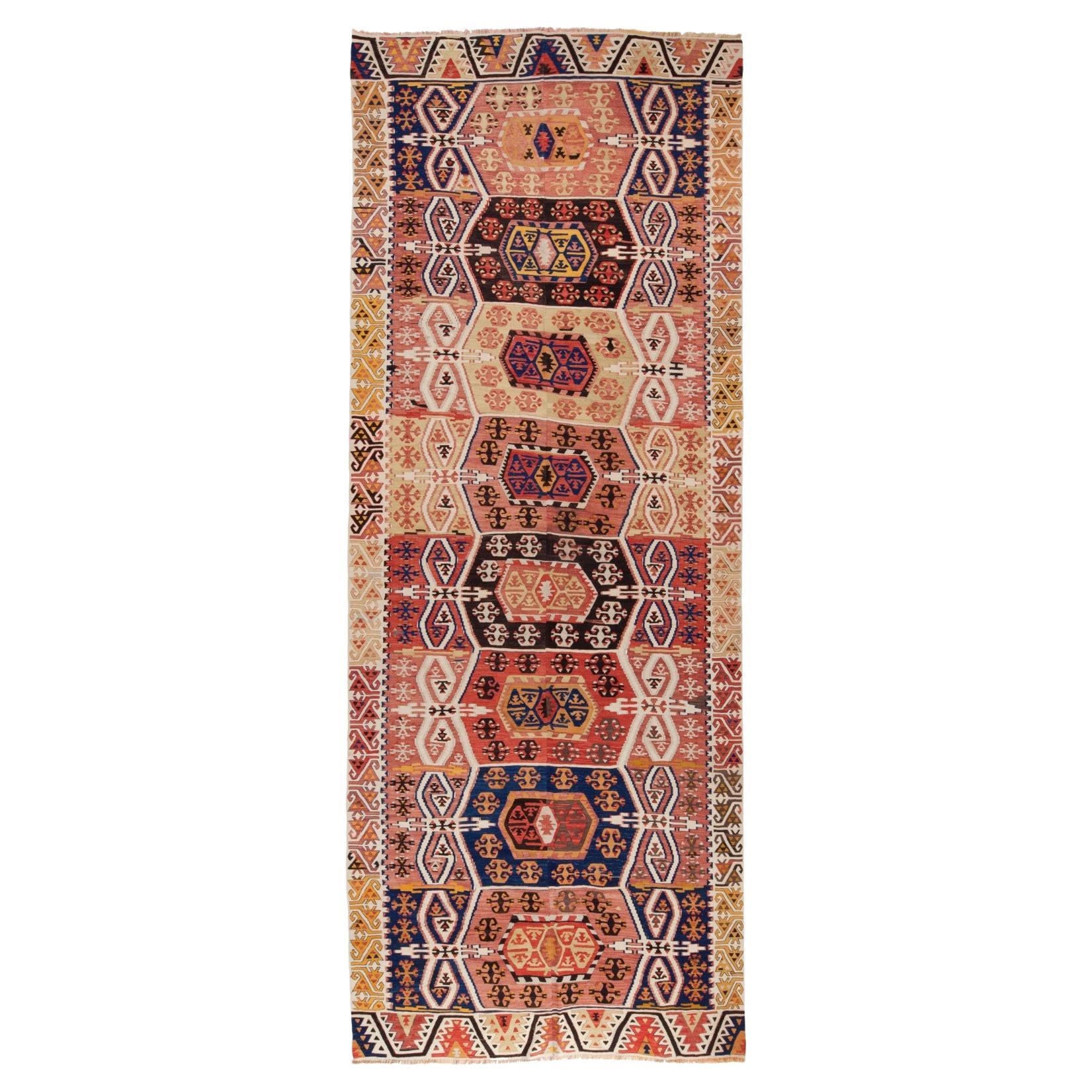 Ancien tapis Kilim de Konya en laine de Turquie centrale d'Anatolie