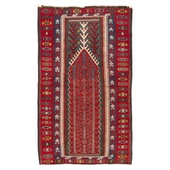 Tapis turc ancien Konya Obruk Kilim d'Anatolie centrale fils métalliques