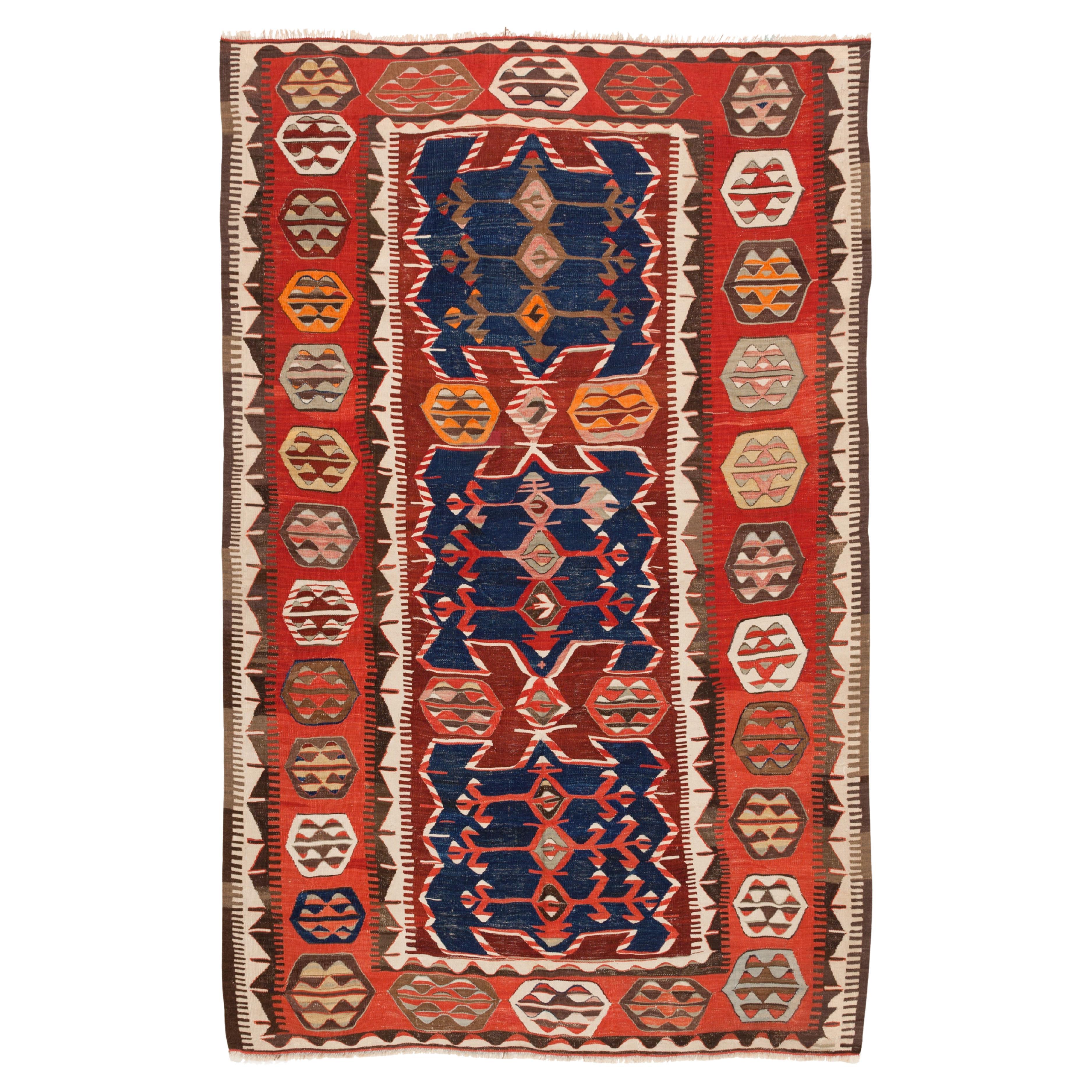 Antique tapis turc vintage Kilim d'Anatolie centrale Konya Obruk