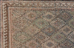 Antique Konya Oushak Rug with Soft Sage, Taupe, Sand, and Muted Rust Tones